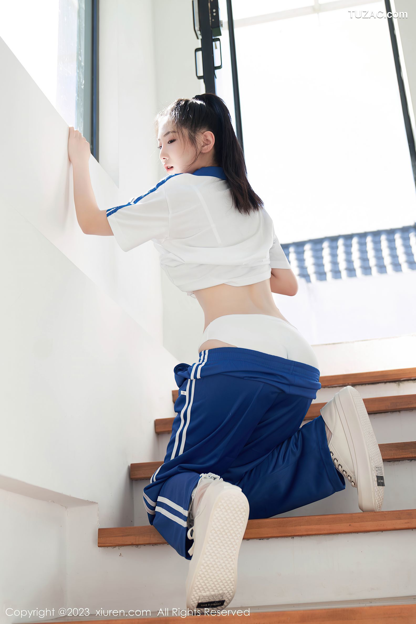 XiuRen秀人网-7110-沈青黛-运动学生装白色内衣-2023.07.20