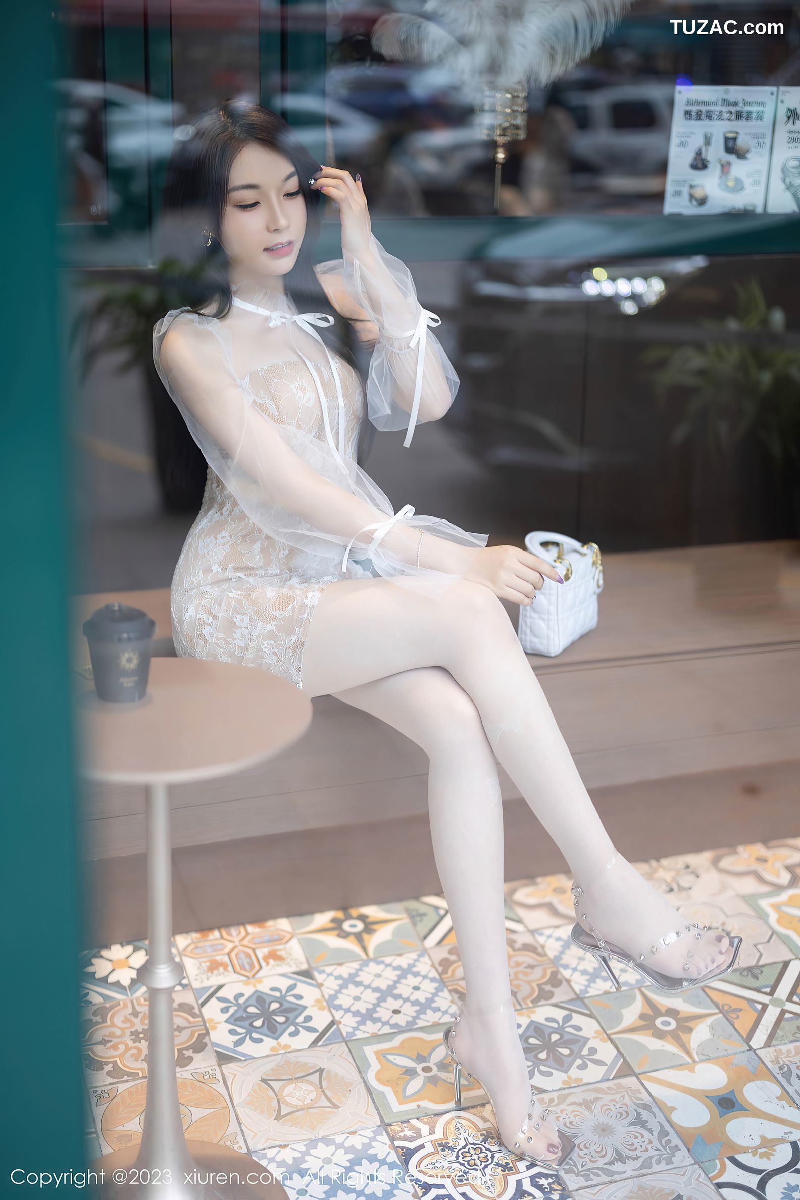 XiuRen秀人网-7112-徐莉芝Booty-白纱连衣短裙白情趣内衣-2023.07.20