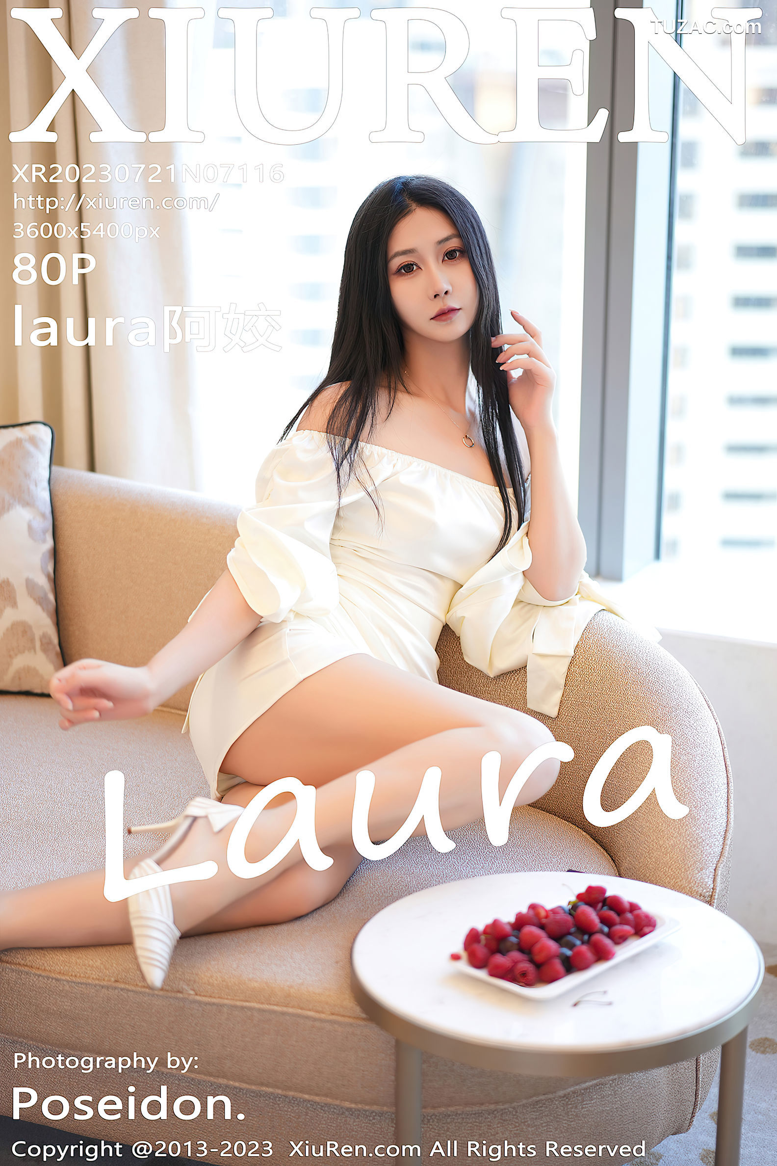 XiuRen秀人网-7116-laura阿姣-迪拜旅拍-白色露肩连衣短裙-2023.07.21