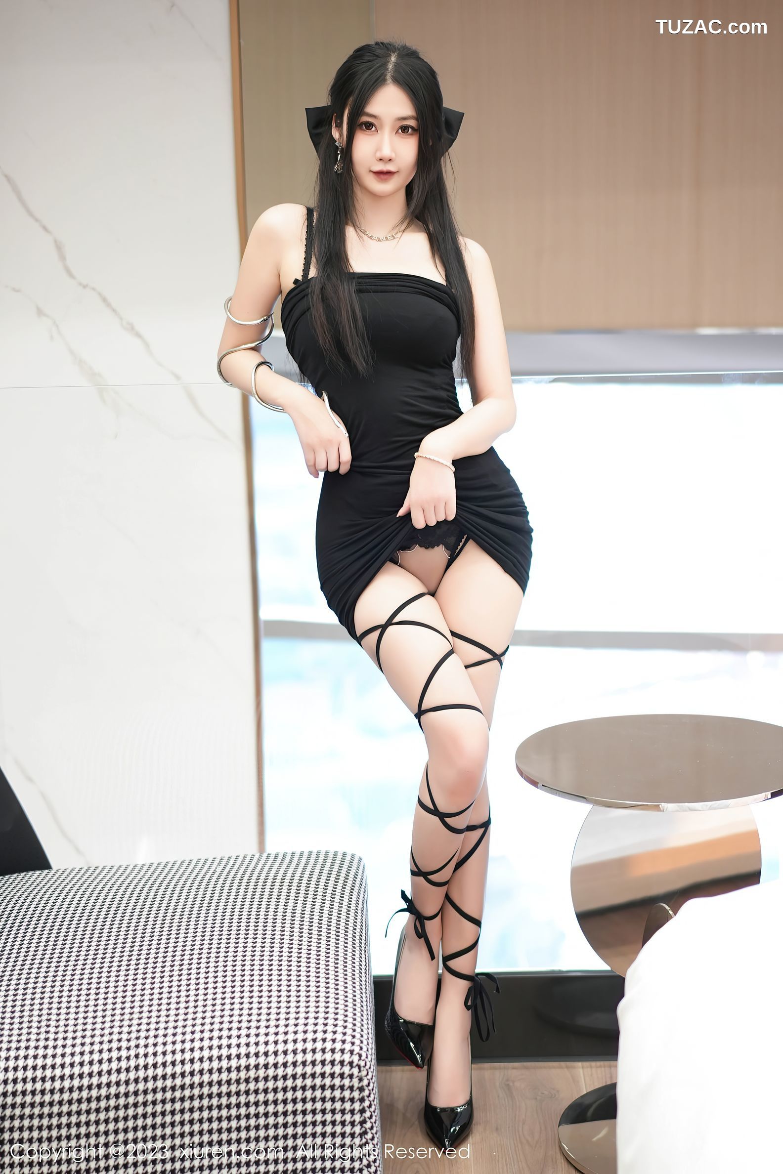 XiuRen秀人网-7394-laura阿姣-黑色吊带短裙黑蕾丝内衣-2023.09.15
