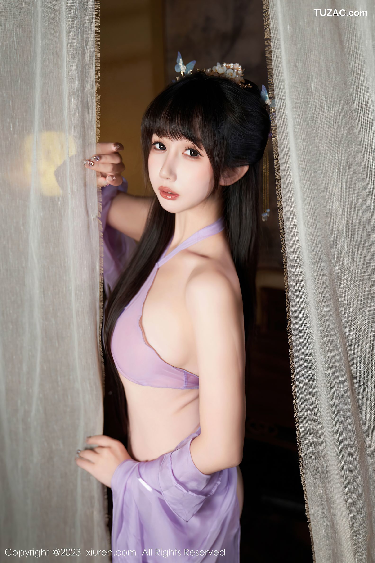 XiuRen秀人网-7442-波巧酱-古装紫纱肉丝美腿-2023.09.26