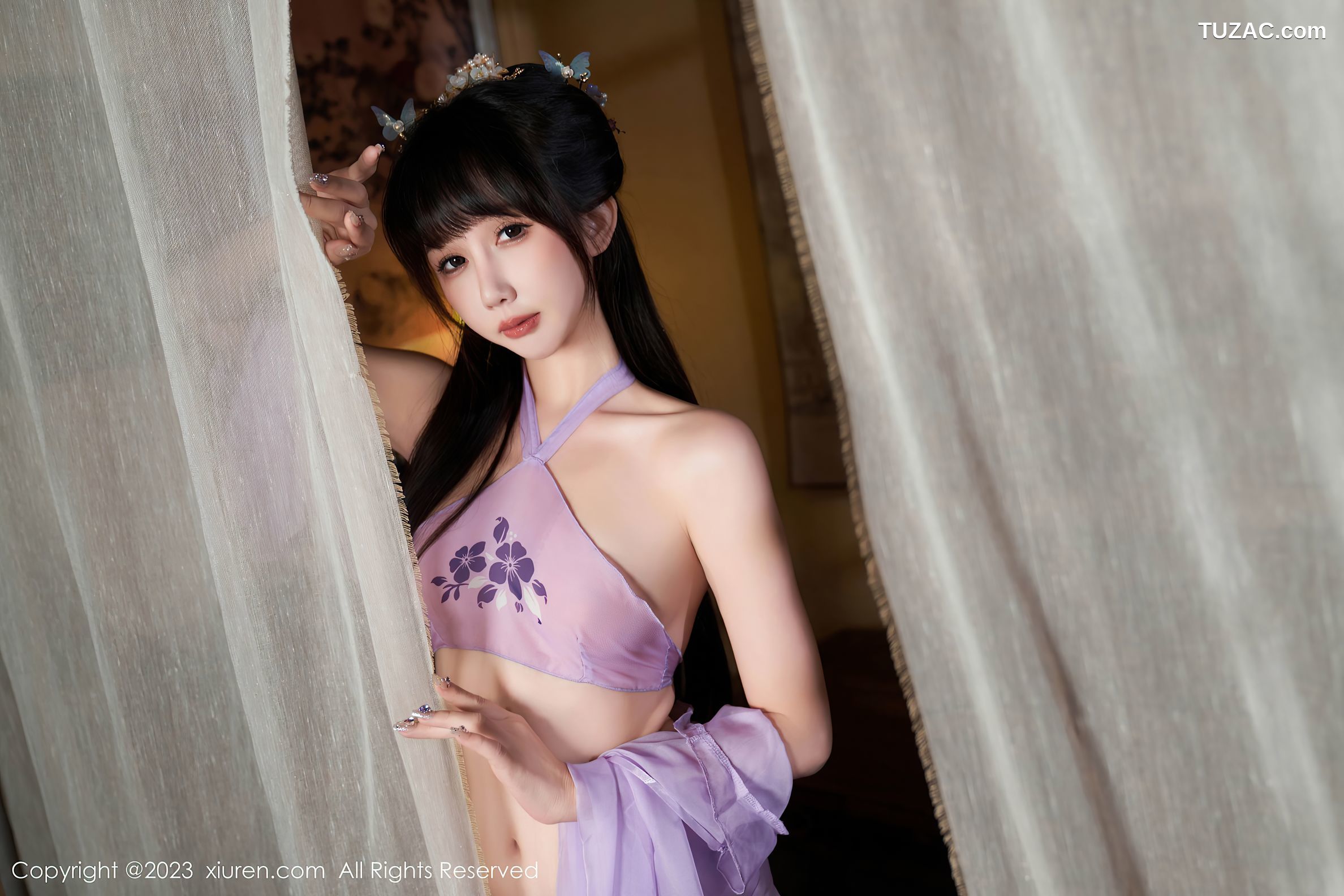 XiuRen秀人网-7442-波巧酱-古装紫纱肉丝美腿-2023.09.26