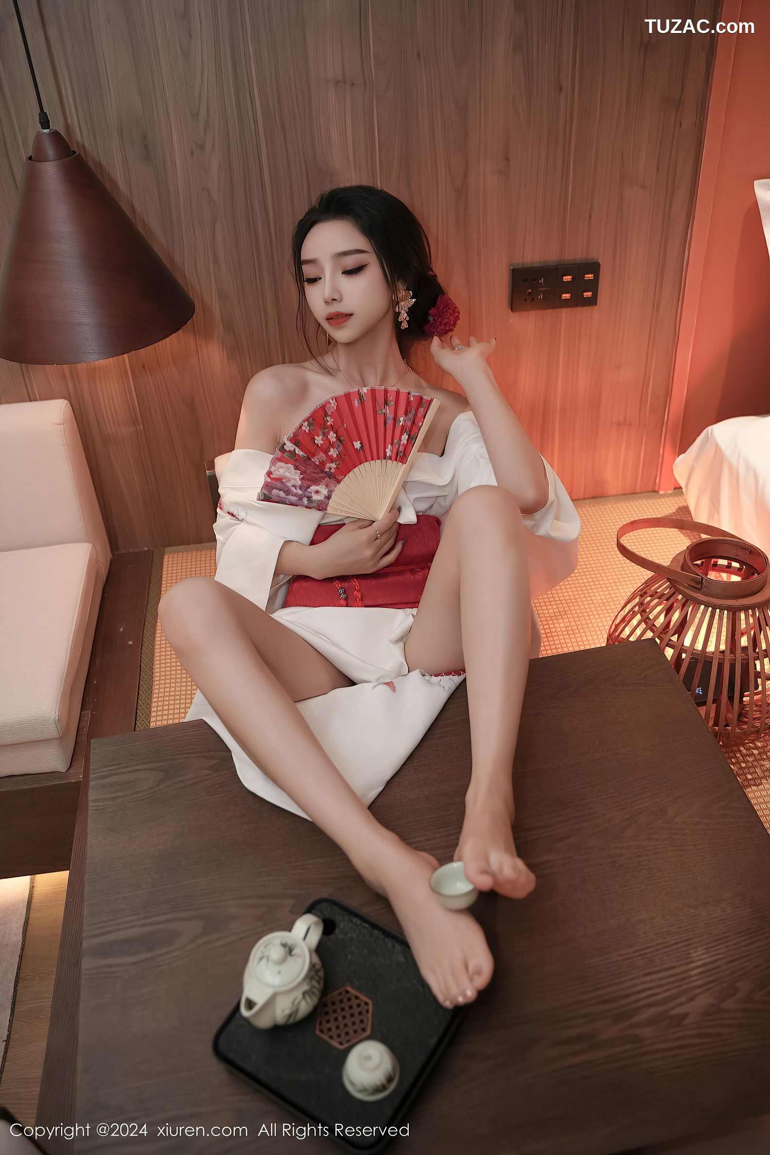 XiuRen秀人网-8367-苏曼兮-白色和服红绑带红色扇子-2024.04.10