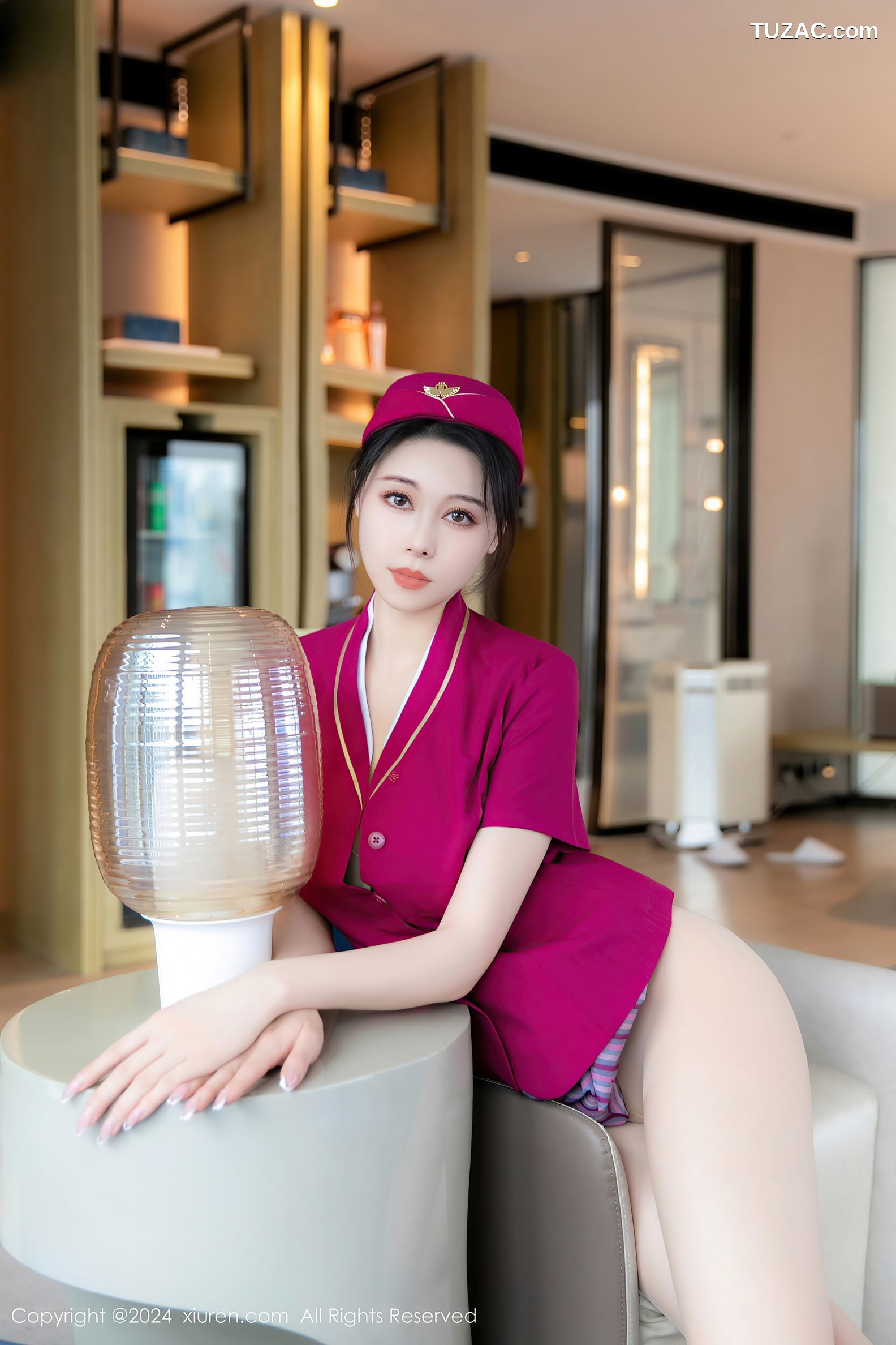 XiuRen秀人网-8563-清妙-红衣紫裙空姐制服肉丝爆乳-2024.05.17