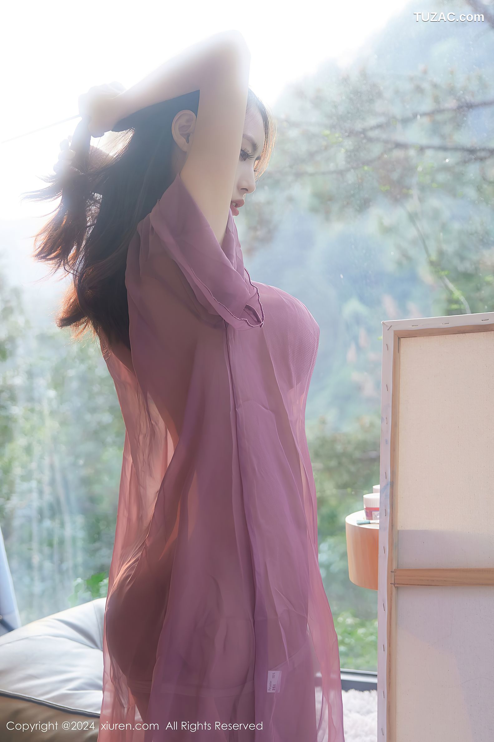 XiuRen秀人网-8687-lingyu69-美女艺术家紫色薄纱爆乳-2024.06.12