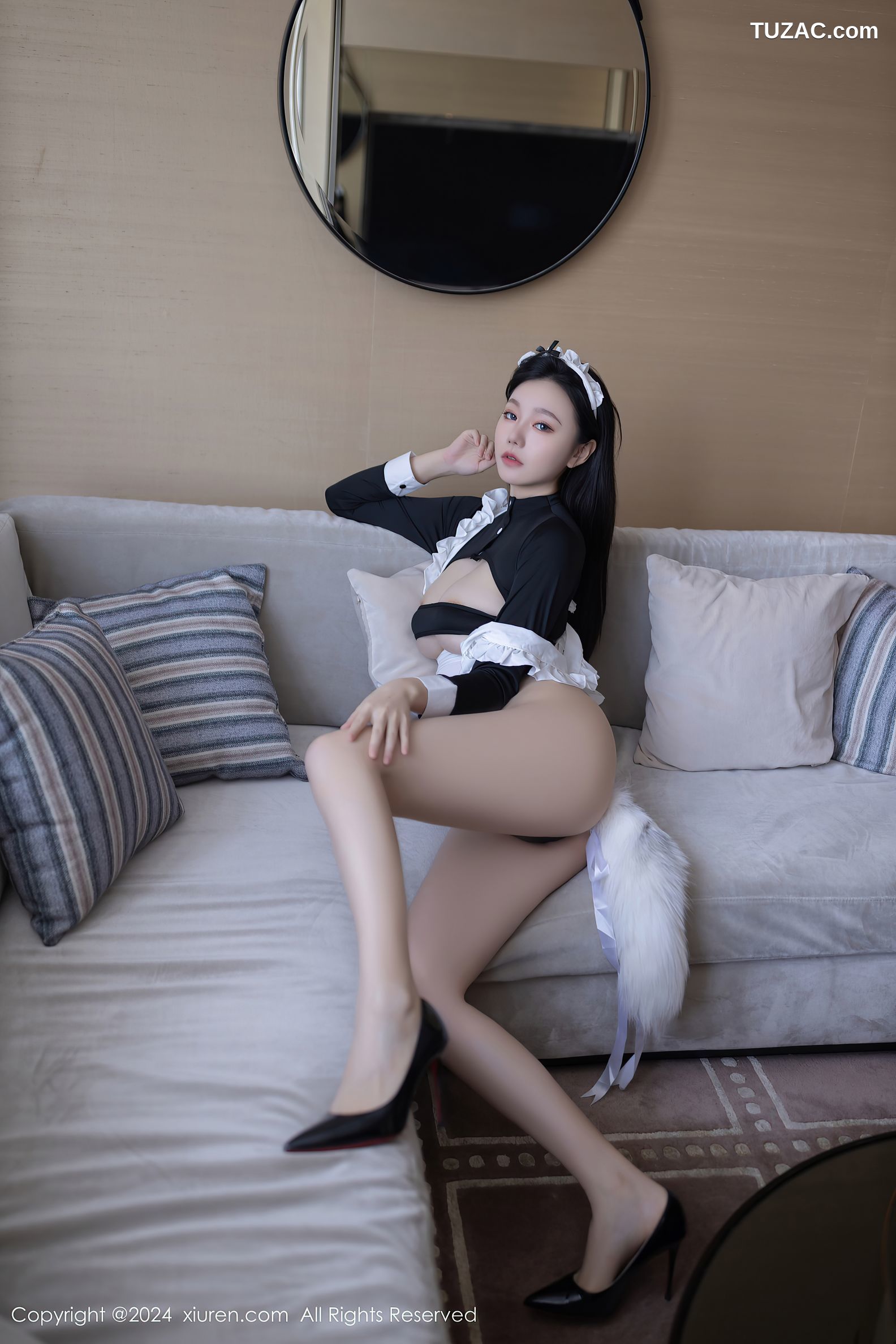 XiuRen秀人网-8720-安然anran-迪拜旅拍-情趣女仆装黑皮裤爆乳-2024.06.18