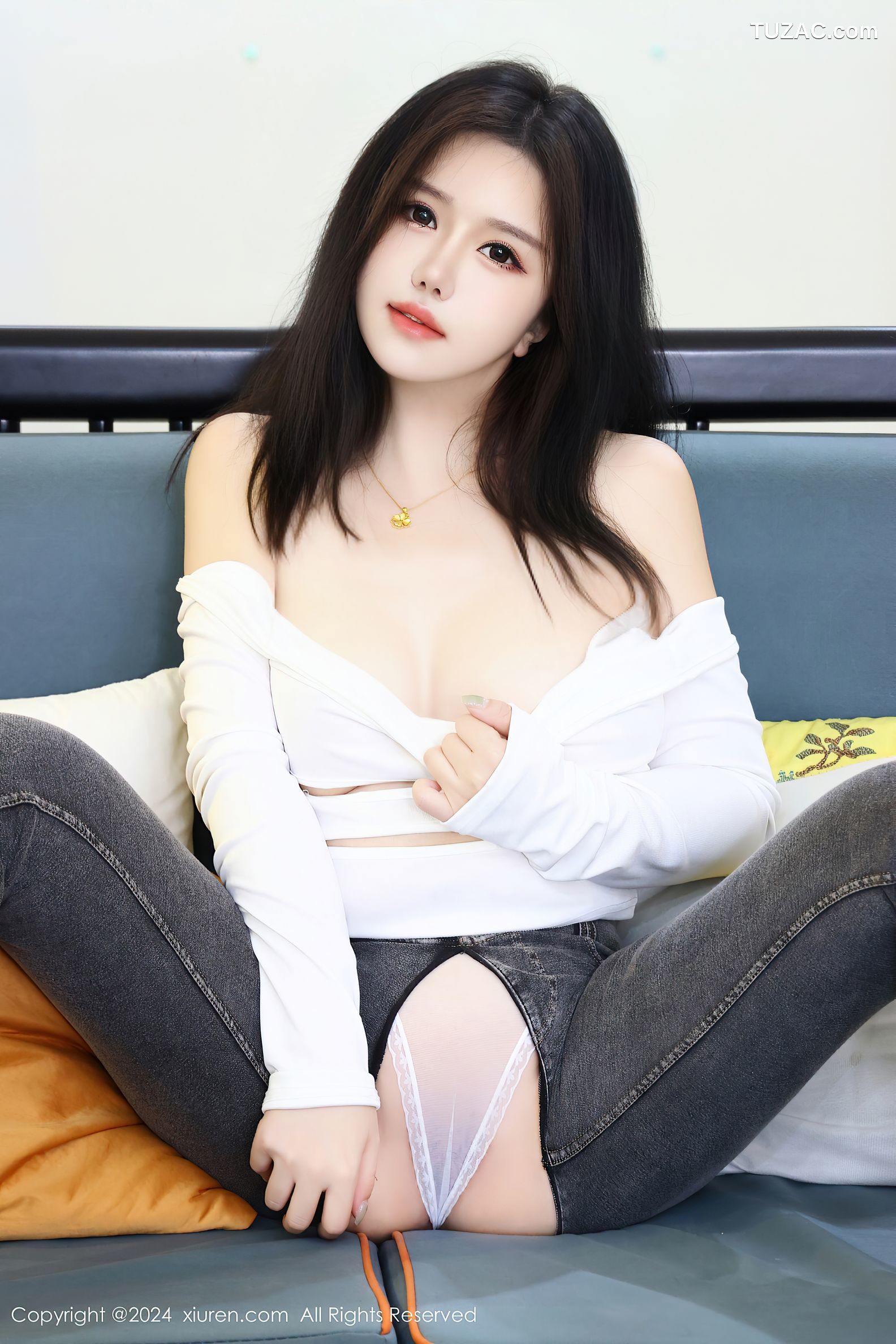 XiuRen秀人网-8853-小薯条nienie-白T牛仔裤-2024.07.12