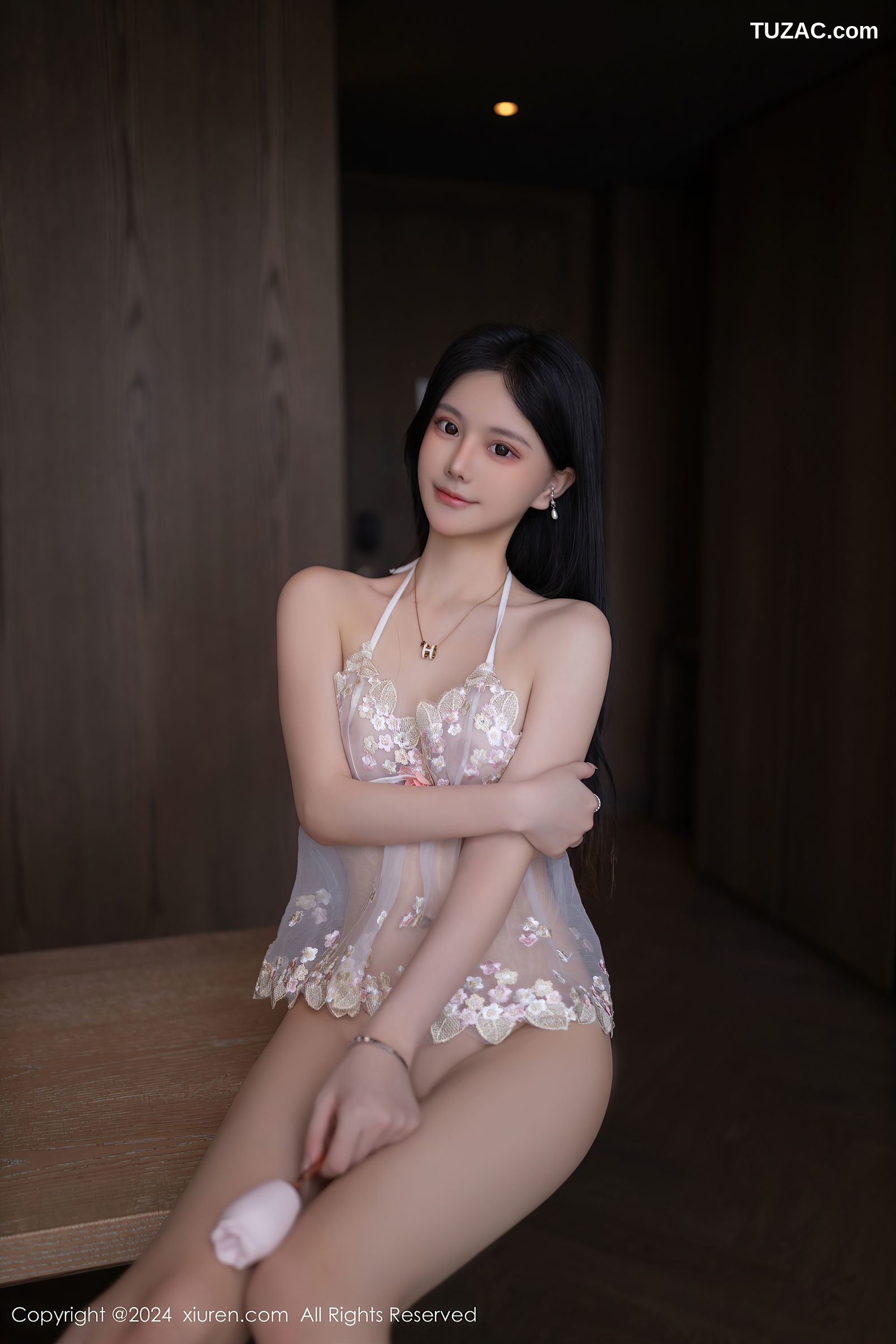 XiuRen秀人网-8925-幼幼-紫纱连衣短裙白纱轻透蕾丝情趣内衣-2024.07.26