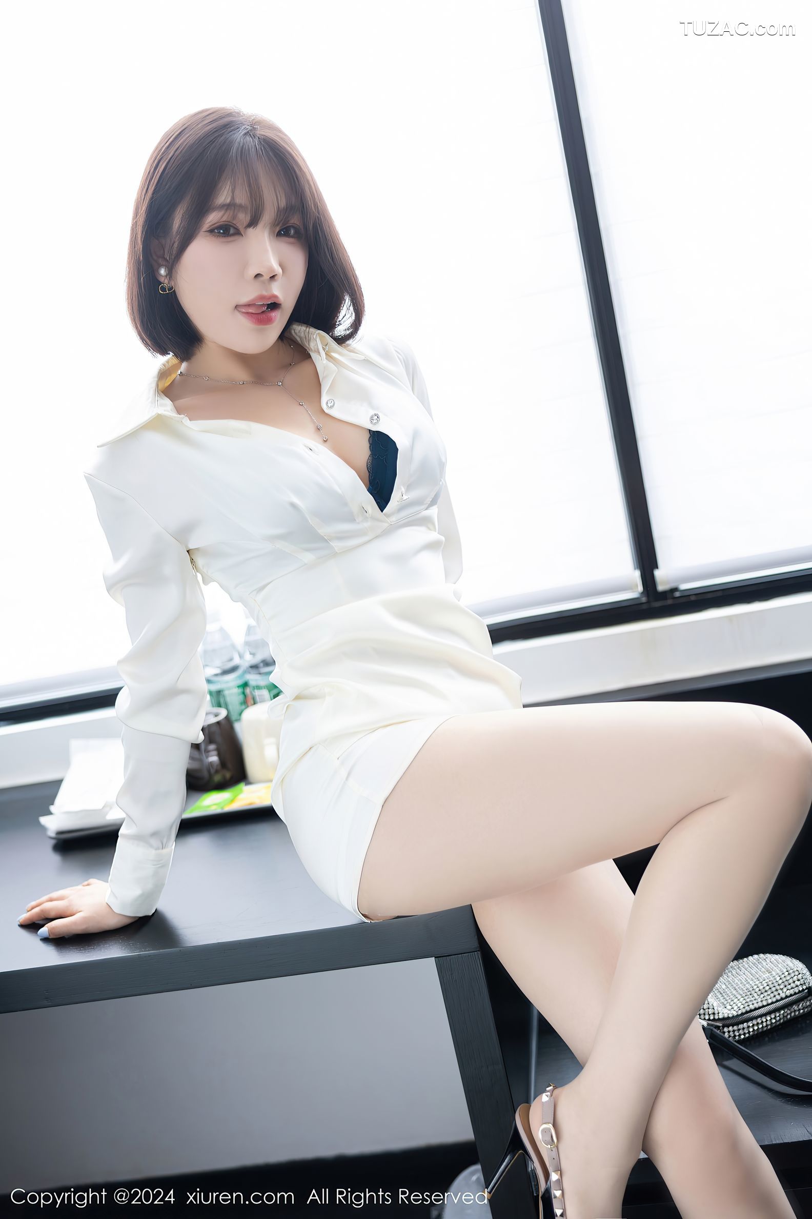XiuRen秀人网-8963-徐莉芝Booty-PL白色连衣短裙蓝色内衣-2024.08.02
