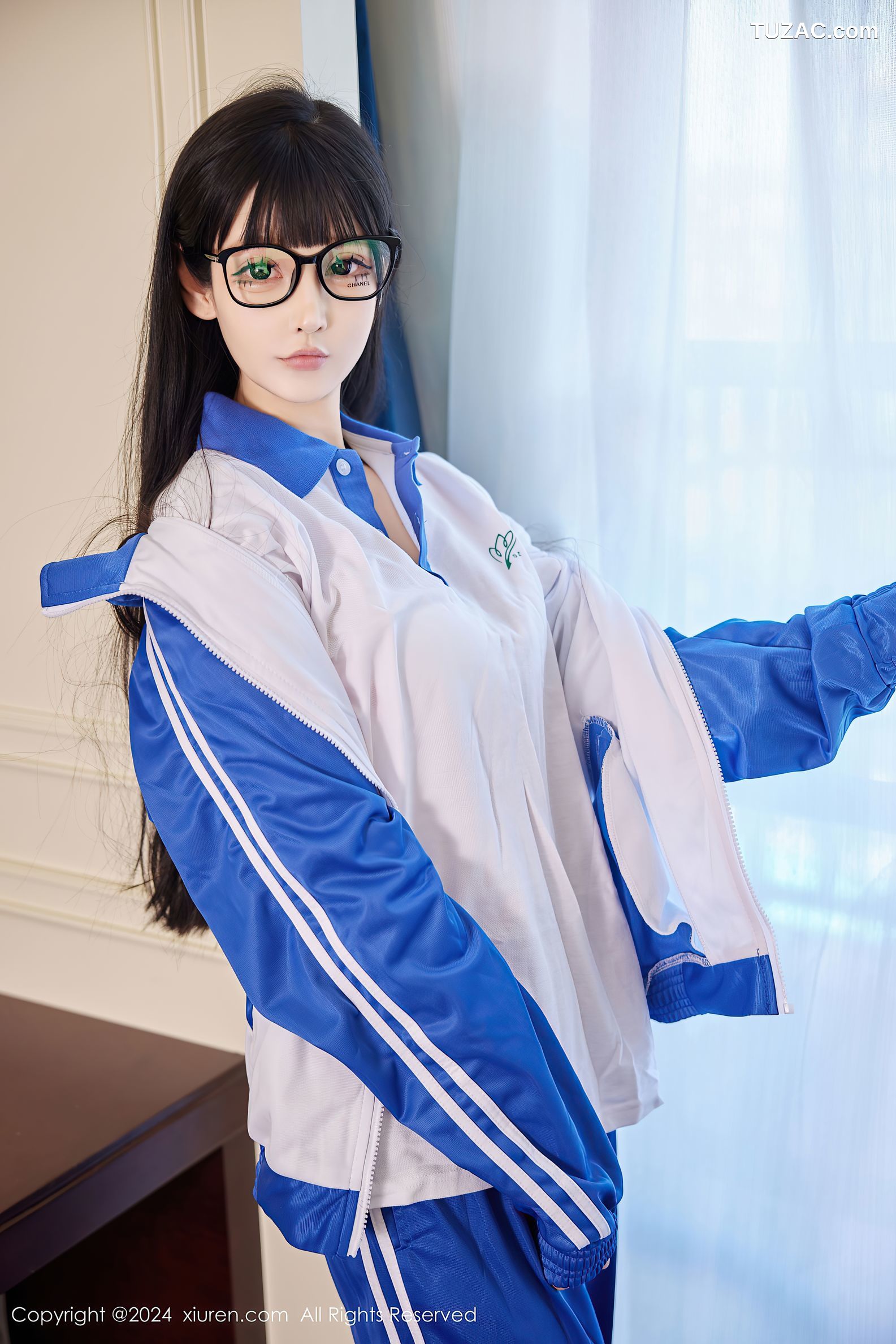 XiuRen秀人网-9000-智恩baby-首套写真-蓝白学生运动装白色内衣爆乳绑缚-2024.08.12