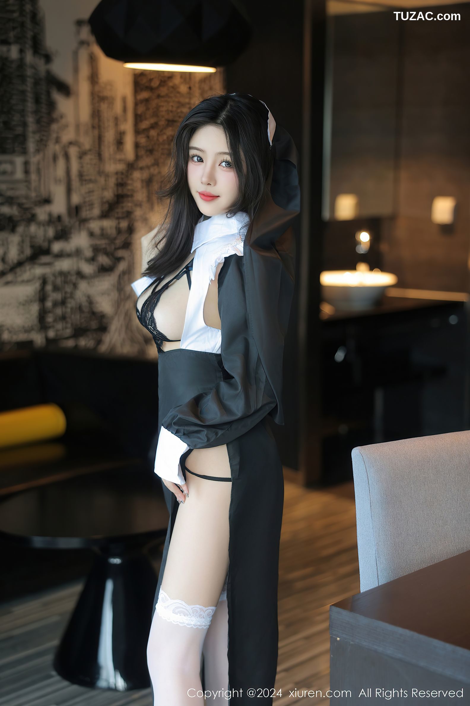 XiuRen秀人网-9045-袁圆-黑色修女服黑色情趣内衣爆乳-2024.08.21