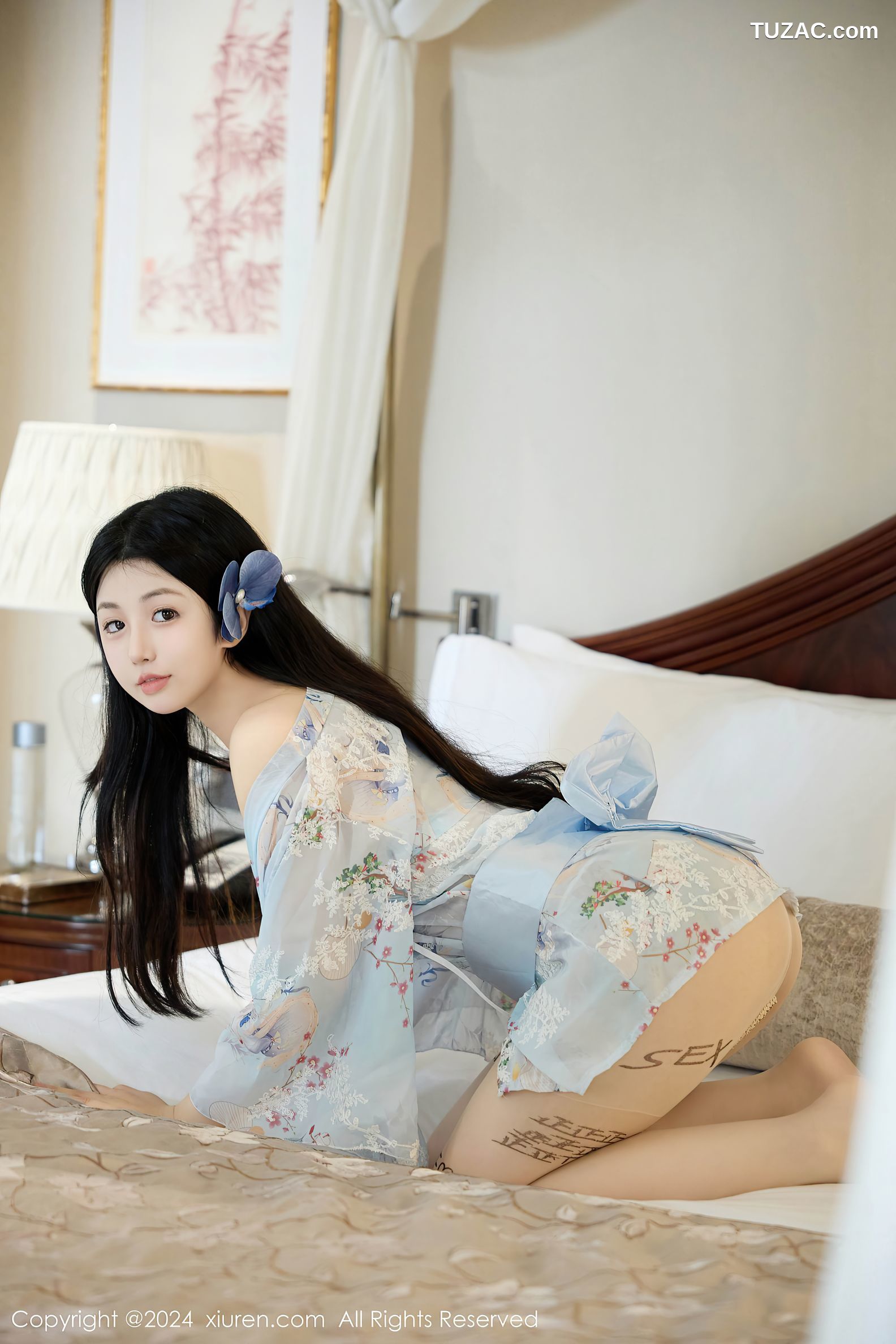 XiuRen秀人网-9059-陈小花-浅蓝色日式和服比基尼爆乳-2024.08.23