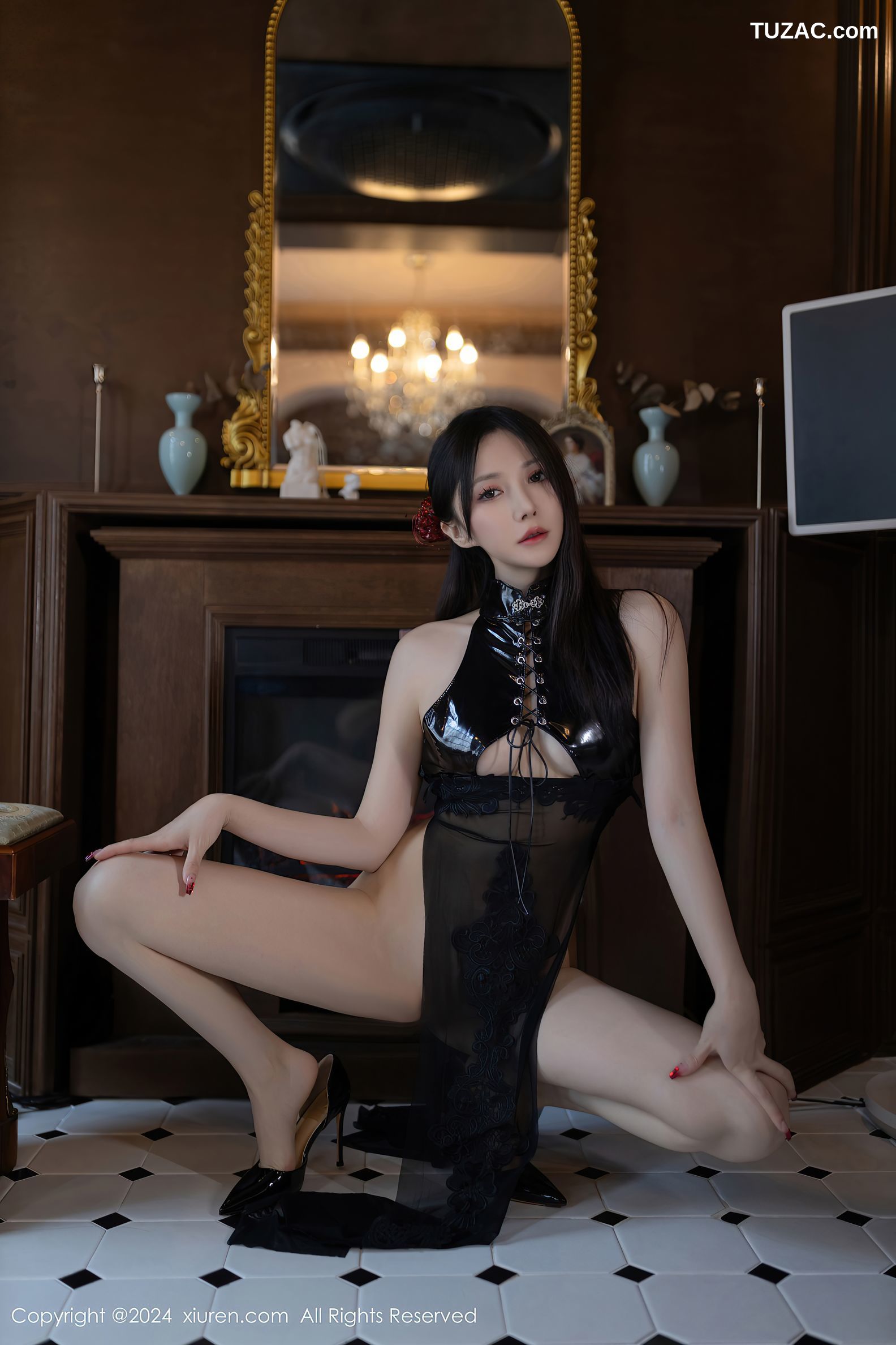 XiuRen秀人网-9125-鱼子酱Fish-韩国旅拍-黑色情趣连体衣-2024.09.06
