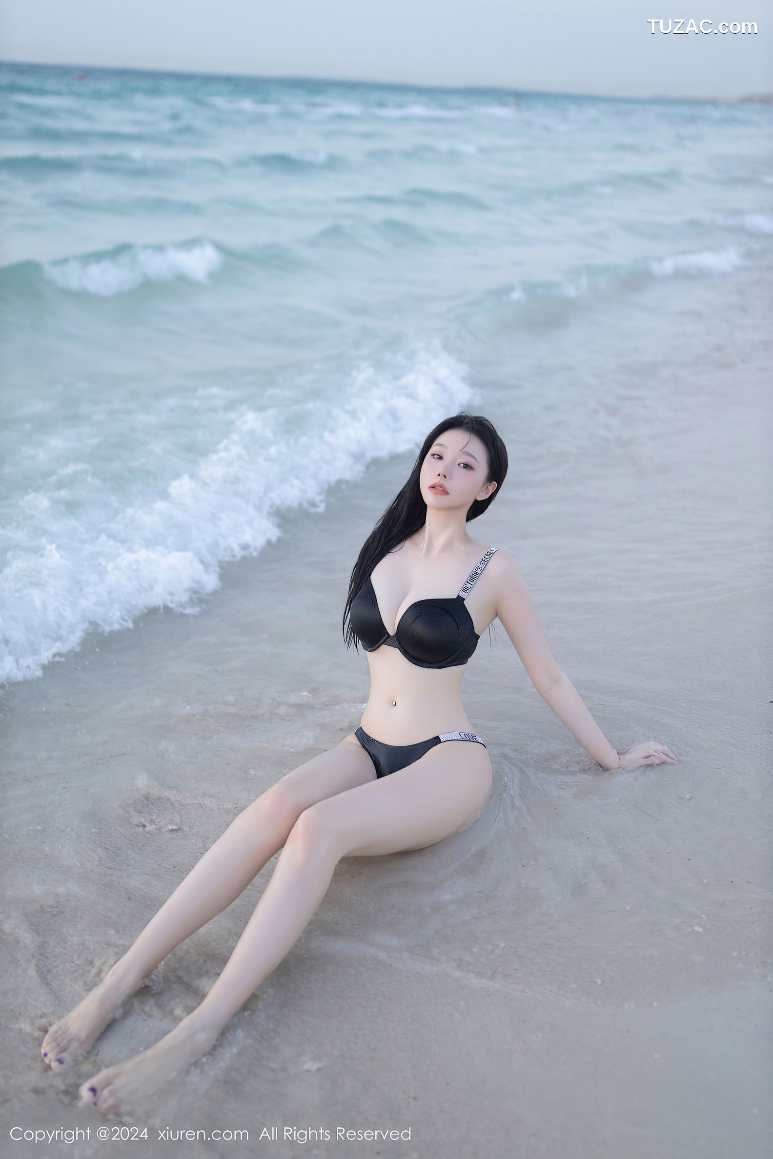 XiuRen秀人网-9138-安然anran-海边沙滩场景黑色比基尼-2024.09.10