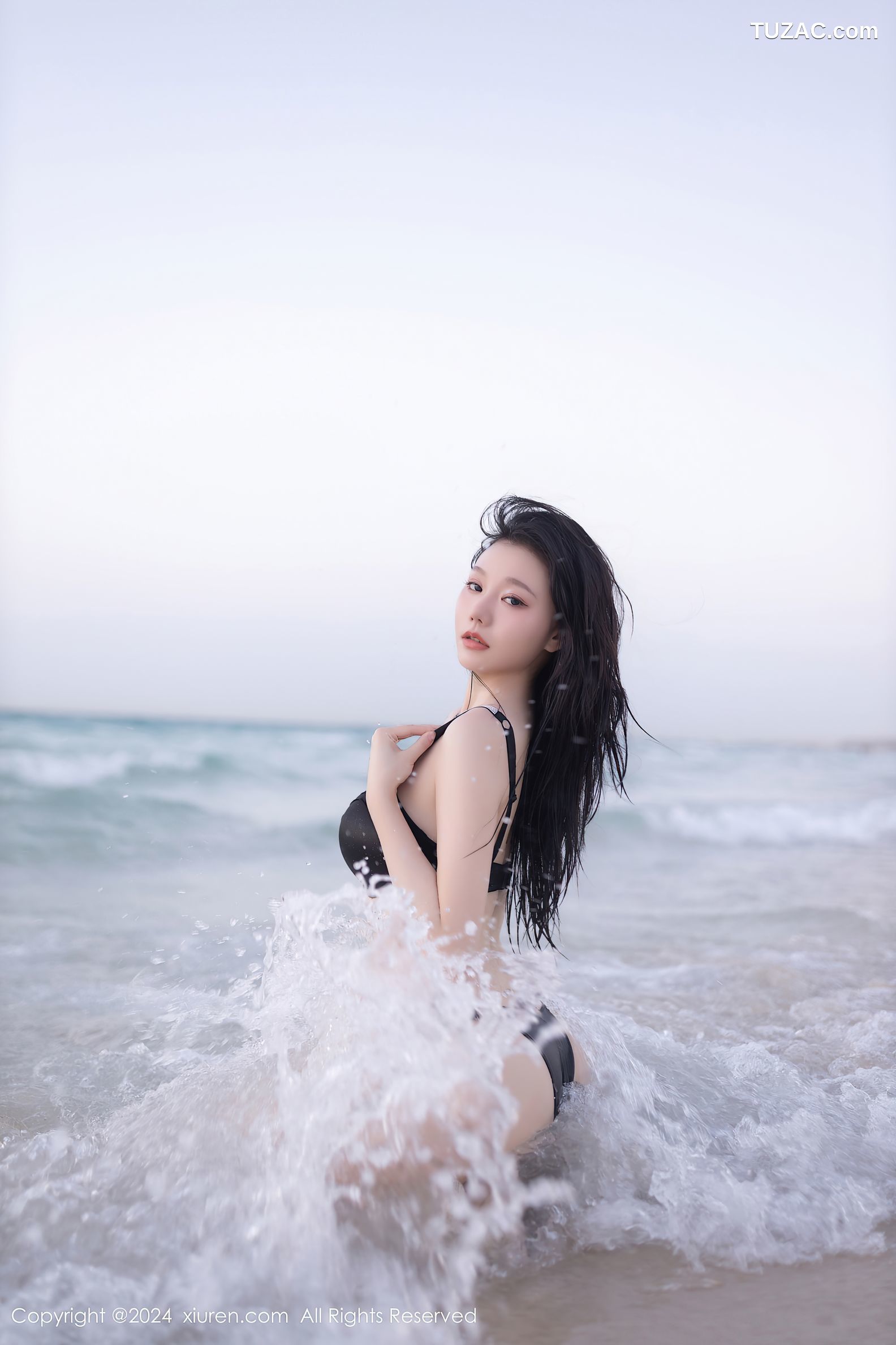XiuRen秀人网-9138-安然anran-海边沙滩场景黑色比基尼-2024.09.10