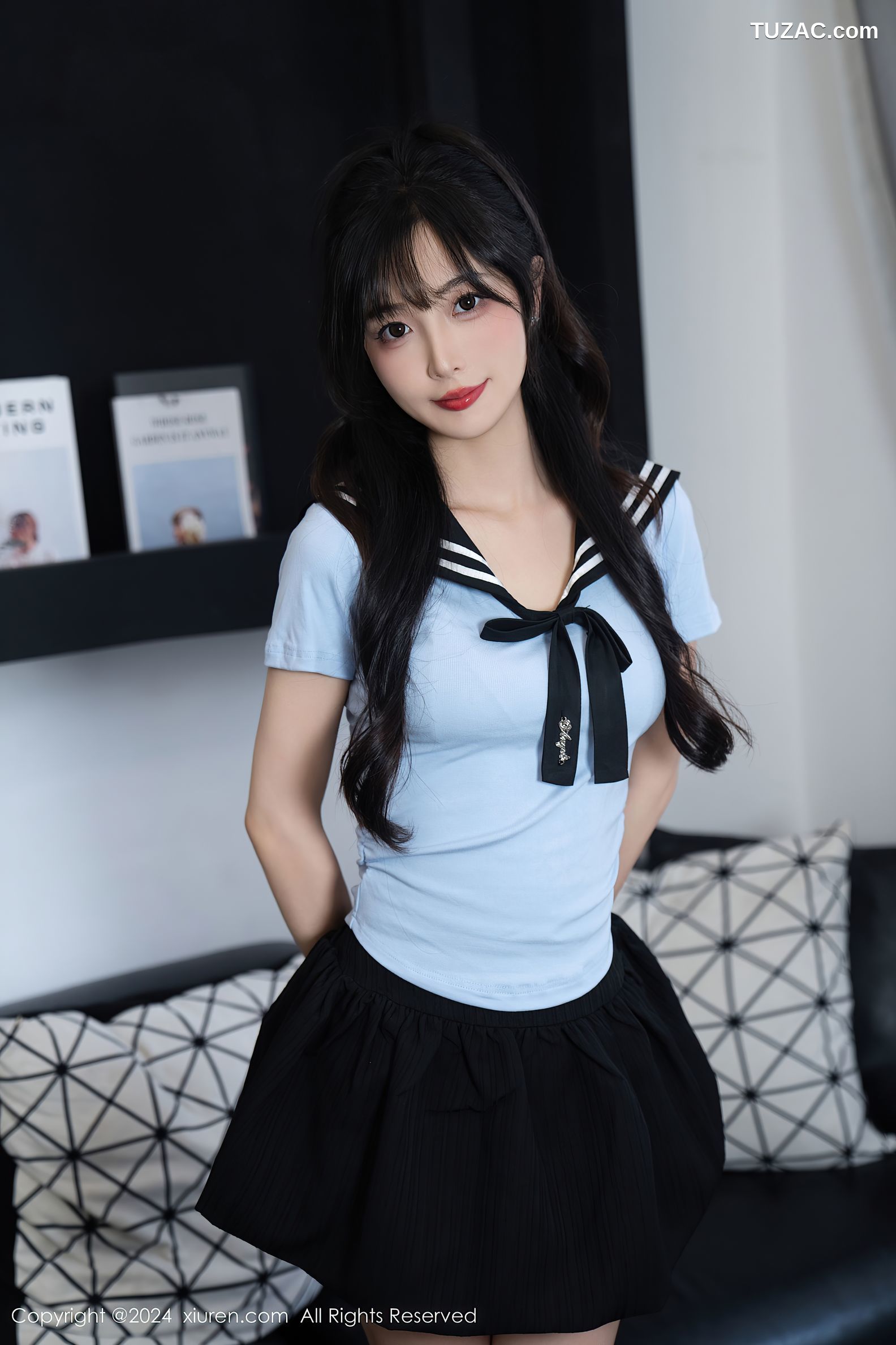 XiuRen秀人网-9151-林星阑-蓝色JK制服黑短裙白色死库水-2024.09.12