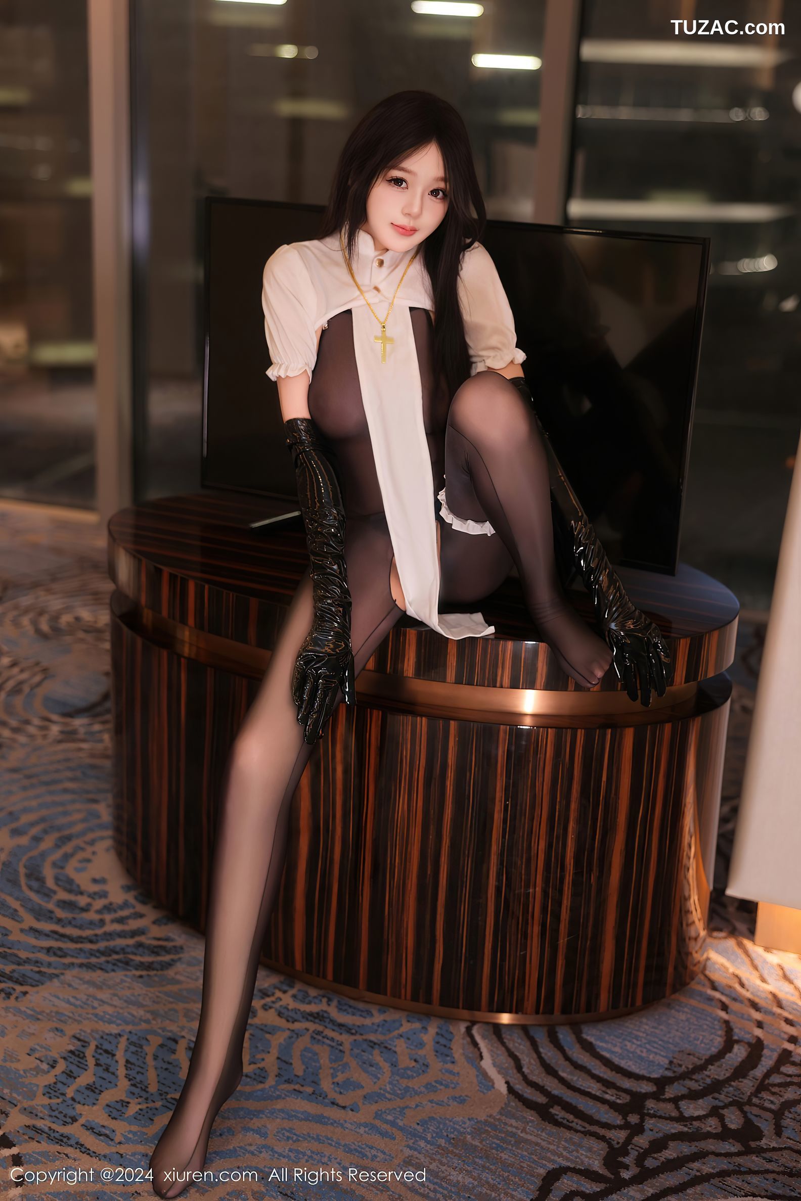XiuRen秀人网-9152-柚柚小奶瓶-情趣修女服透视黑纱-2024.09.13