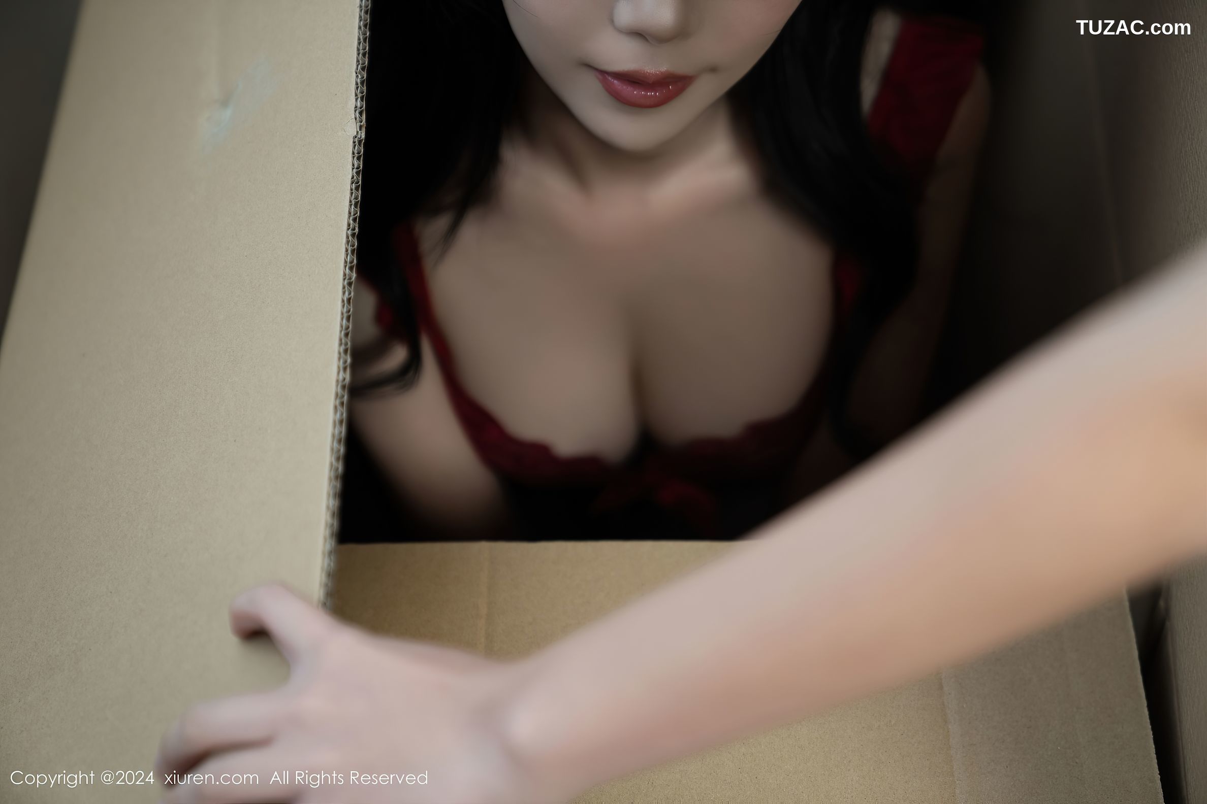 XiuRen秀人网-9156-利世-纸箱中的小狐狸-红色蕾丝情趣内衣-2024.09.13