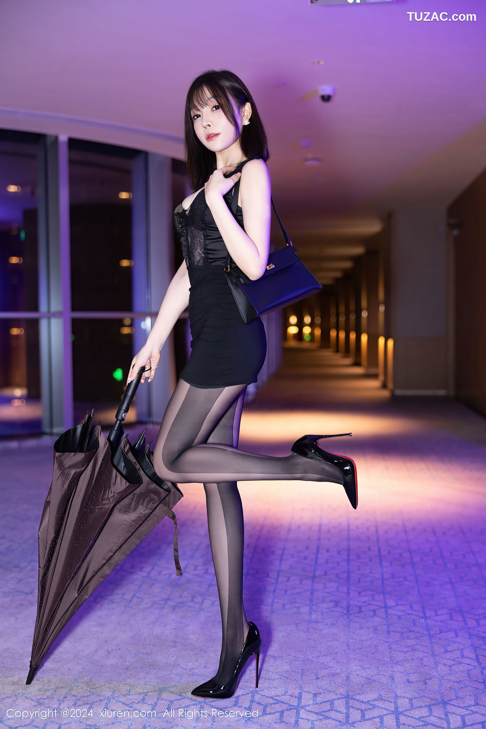 XiuRen秀人网-9157-徐莉芝Booty-黑色连衣短裙黑丝-2024.09.13