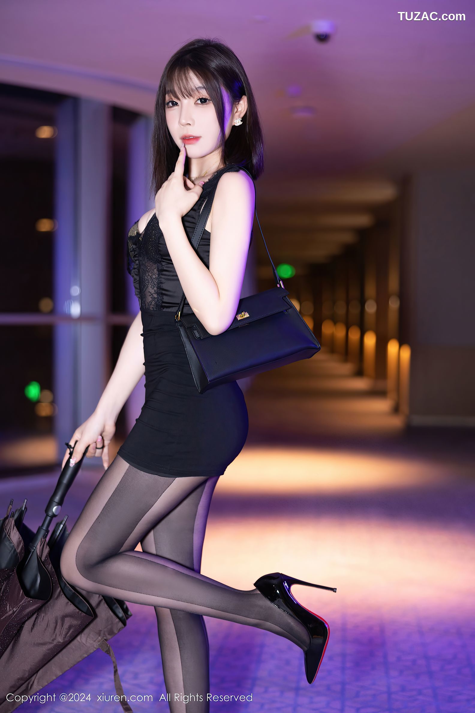 XiuRen秀人网-9157-徐莉芝Booty-黑色连衣短裙黑丝-2024.09.13