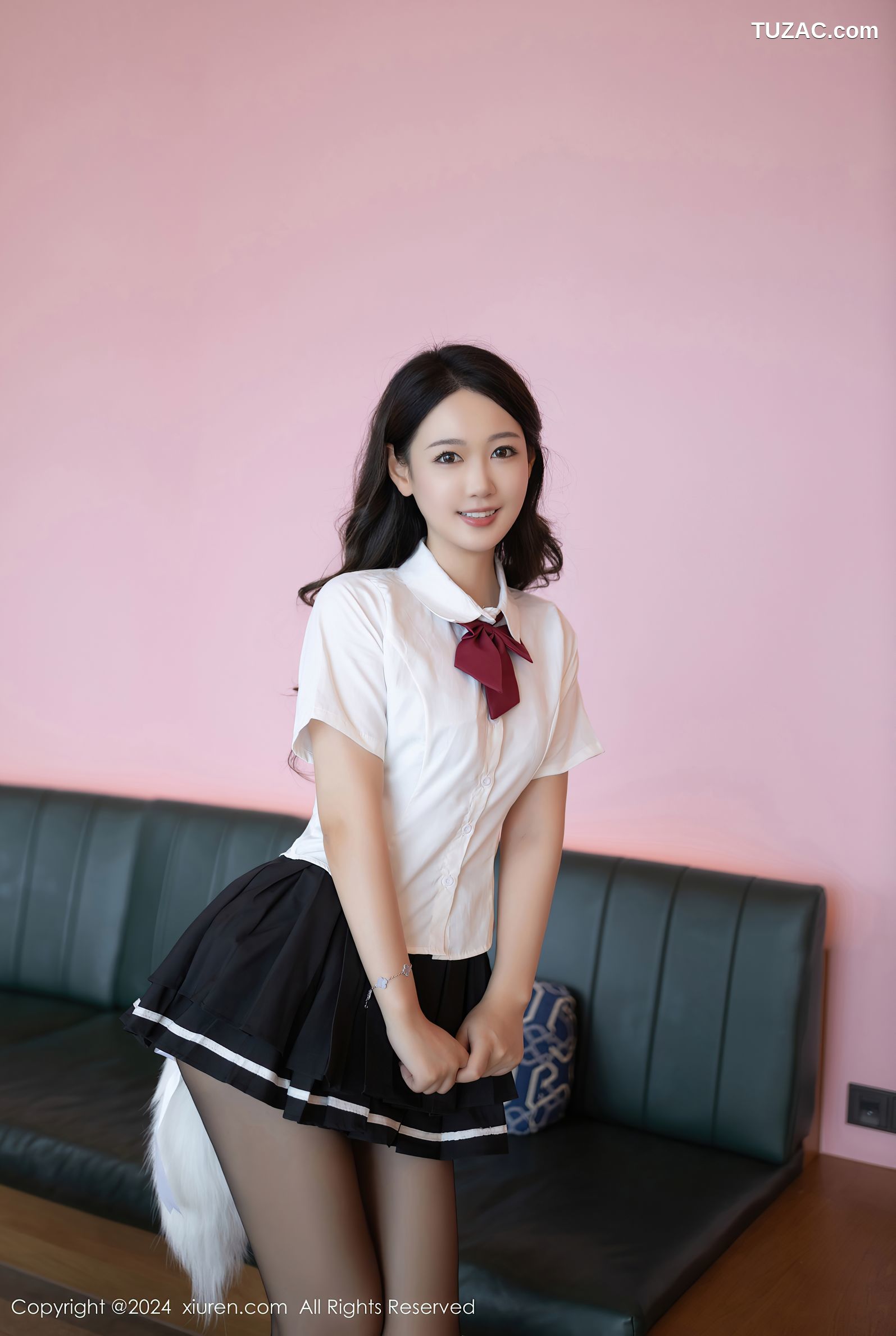 XiuRen秀人网-9174-唐安琪-学生JK制服白衬衫黑短裙黑丝白色内衣-2024.09.18