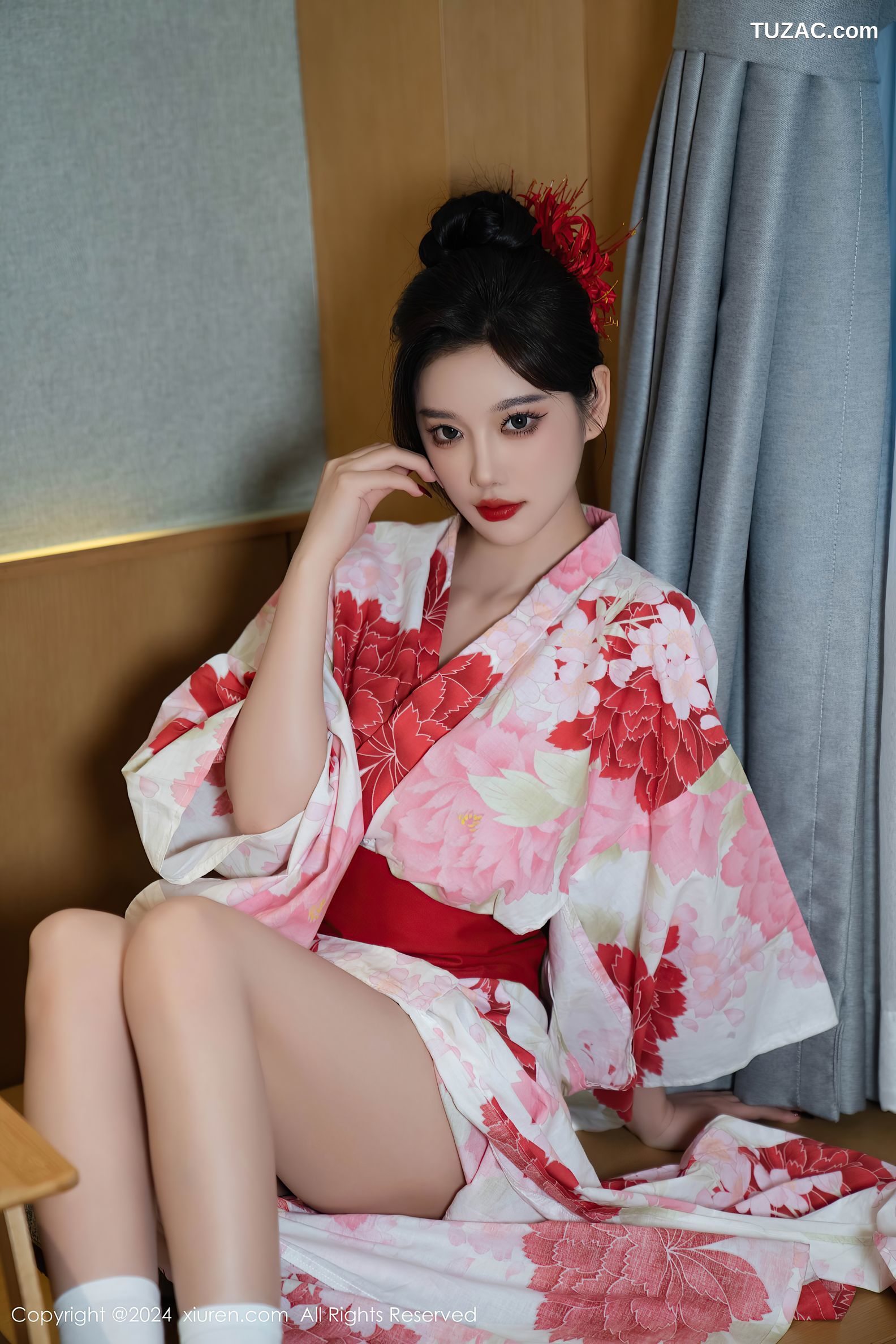 XiuRen秀人网-9208-杨晨晨Yome-红花和服红色情趣内衣-2024.09.25