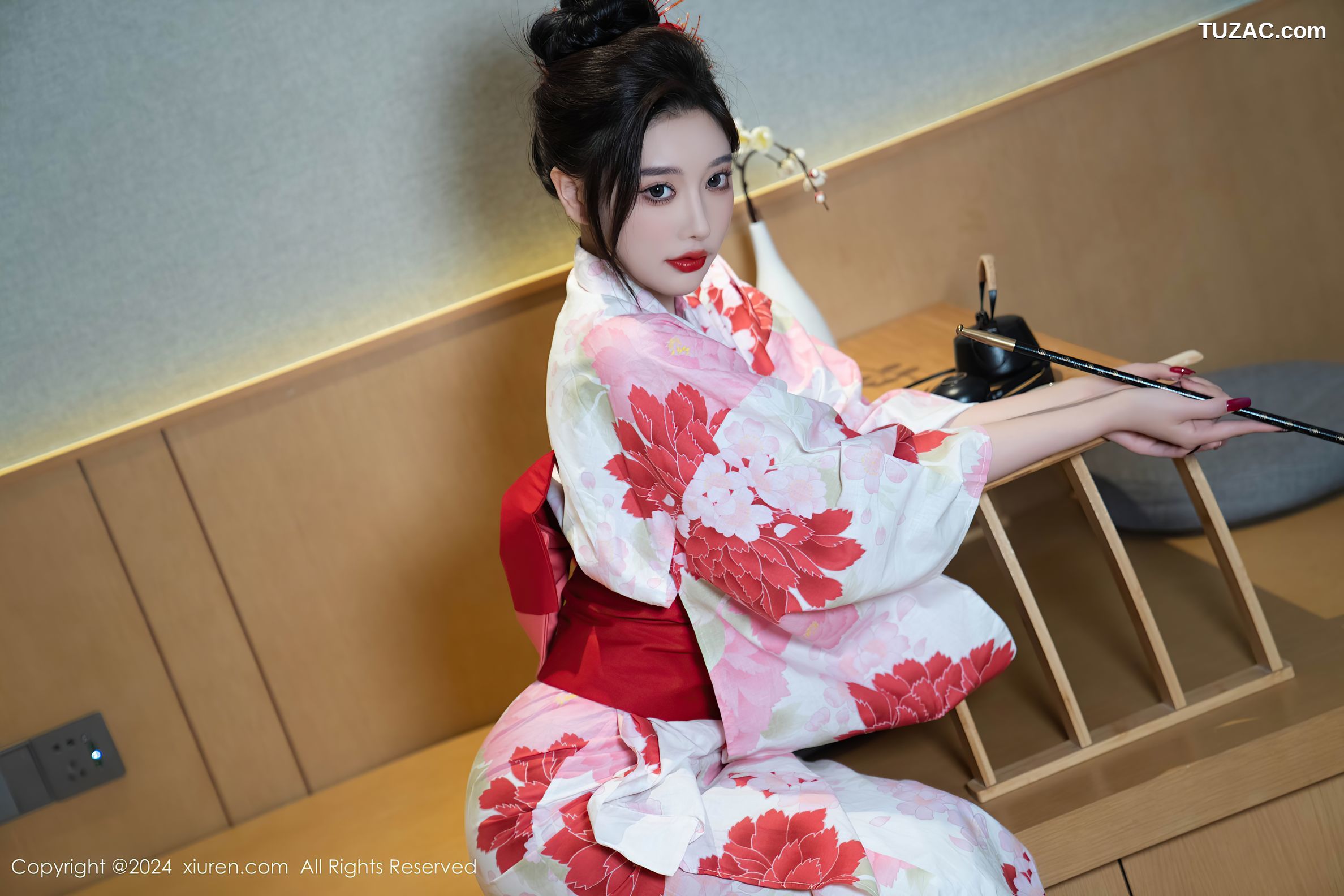 XiuRen秀人网-9208-杨晨晨Yome-红花和服红色情趣内衣-2024.09.25