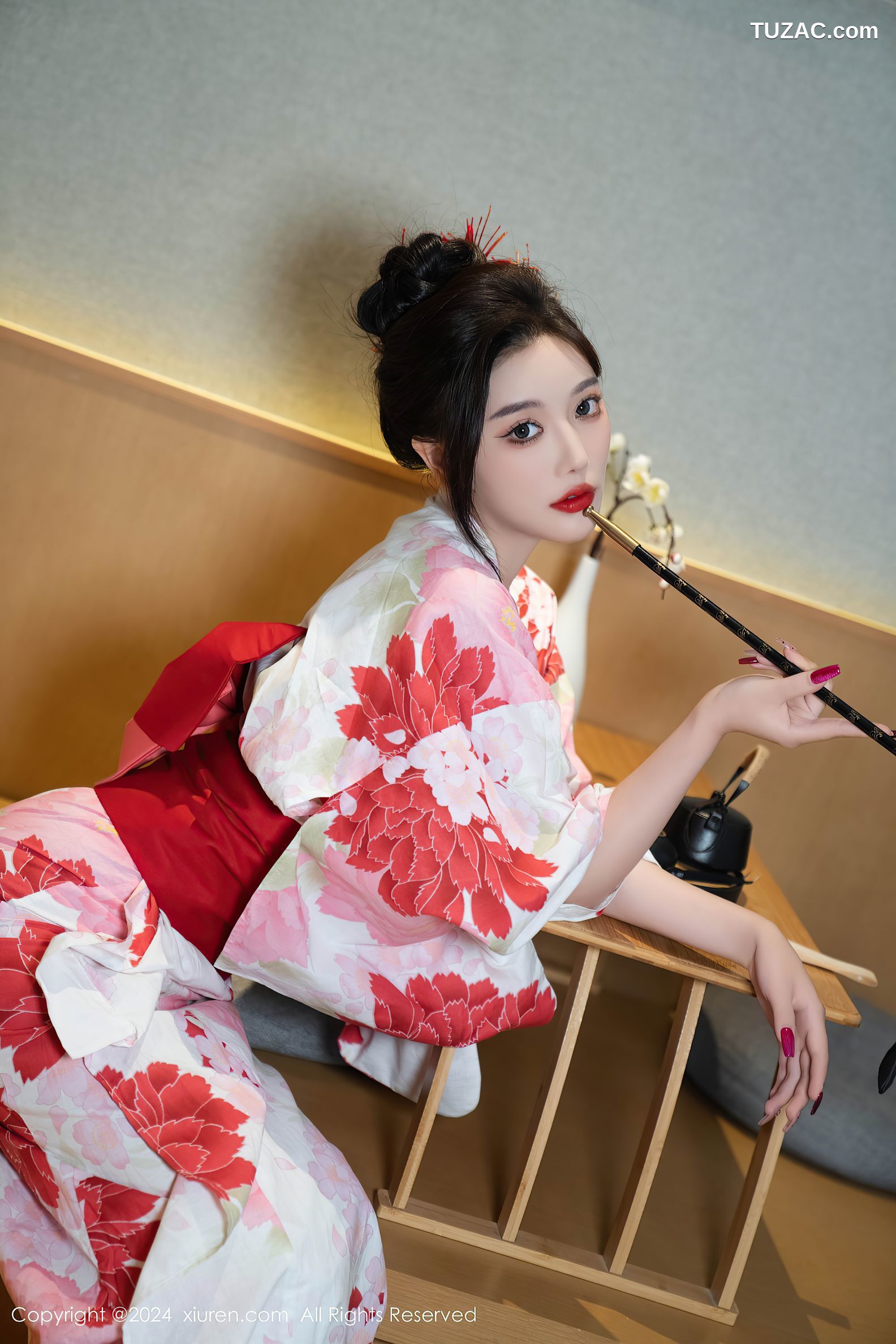 XiuRen秀人网-9208-杨晨晨Yome-红花和服红色情趣内衣-2024.09.25