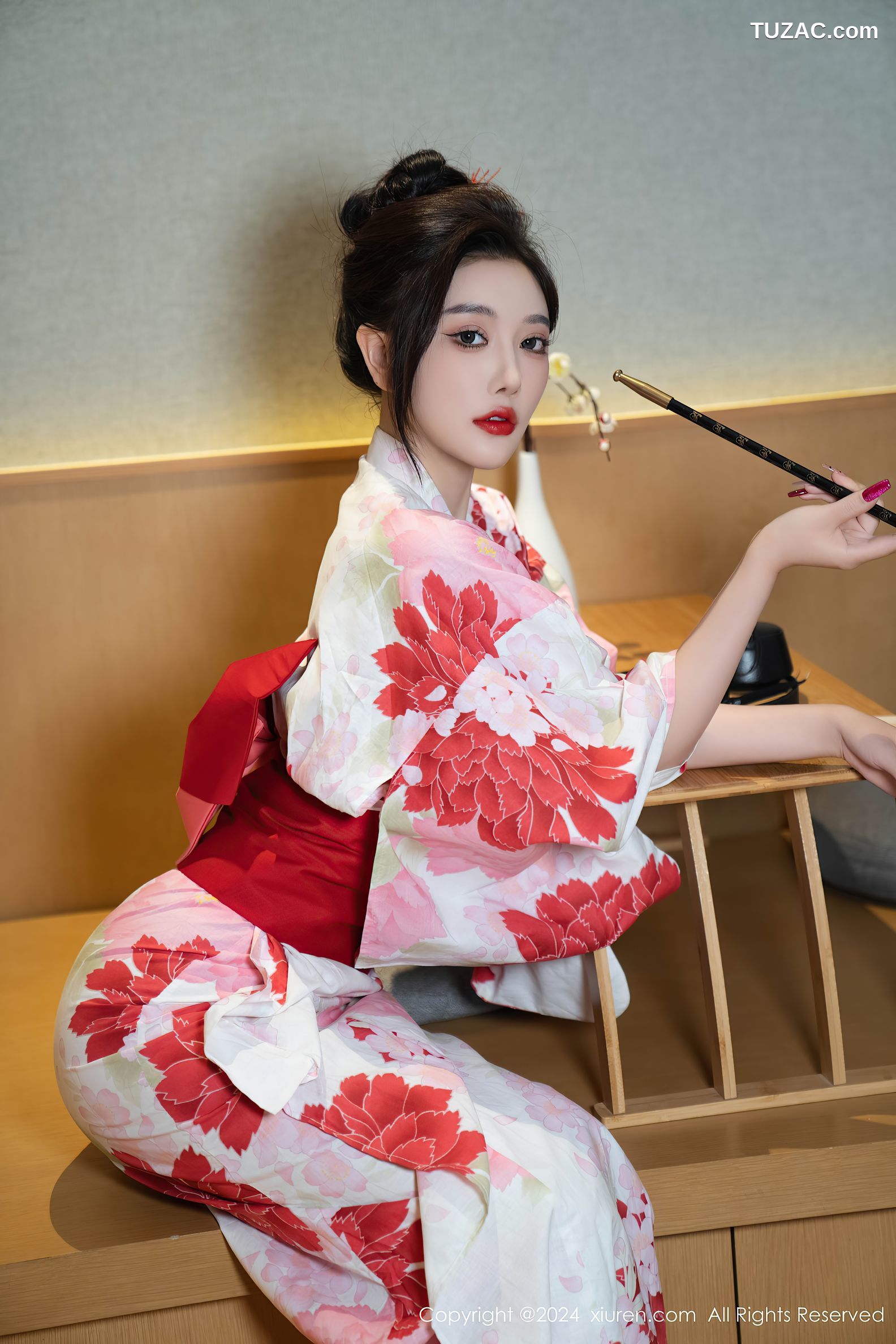 XiuRen秀人网-9208-杨晨晨Yome-红花和服红色情趣内衣-2024.09.25