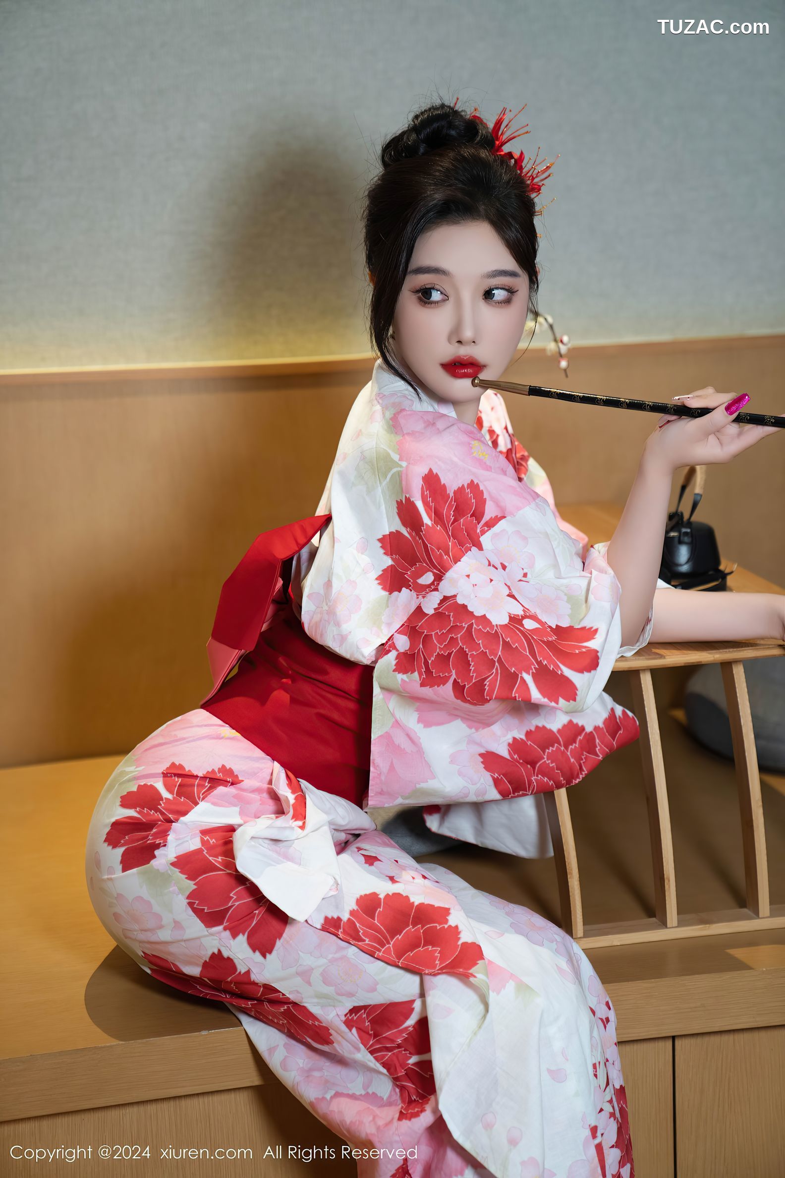 XiuRen秀人网-9208-杨晨晨Yome-红花和服红色情趣内衣-2024.09.25