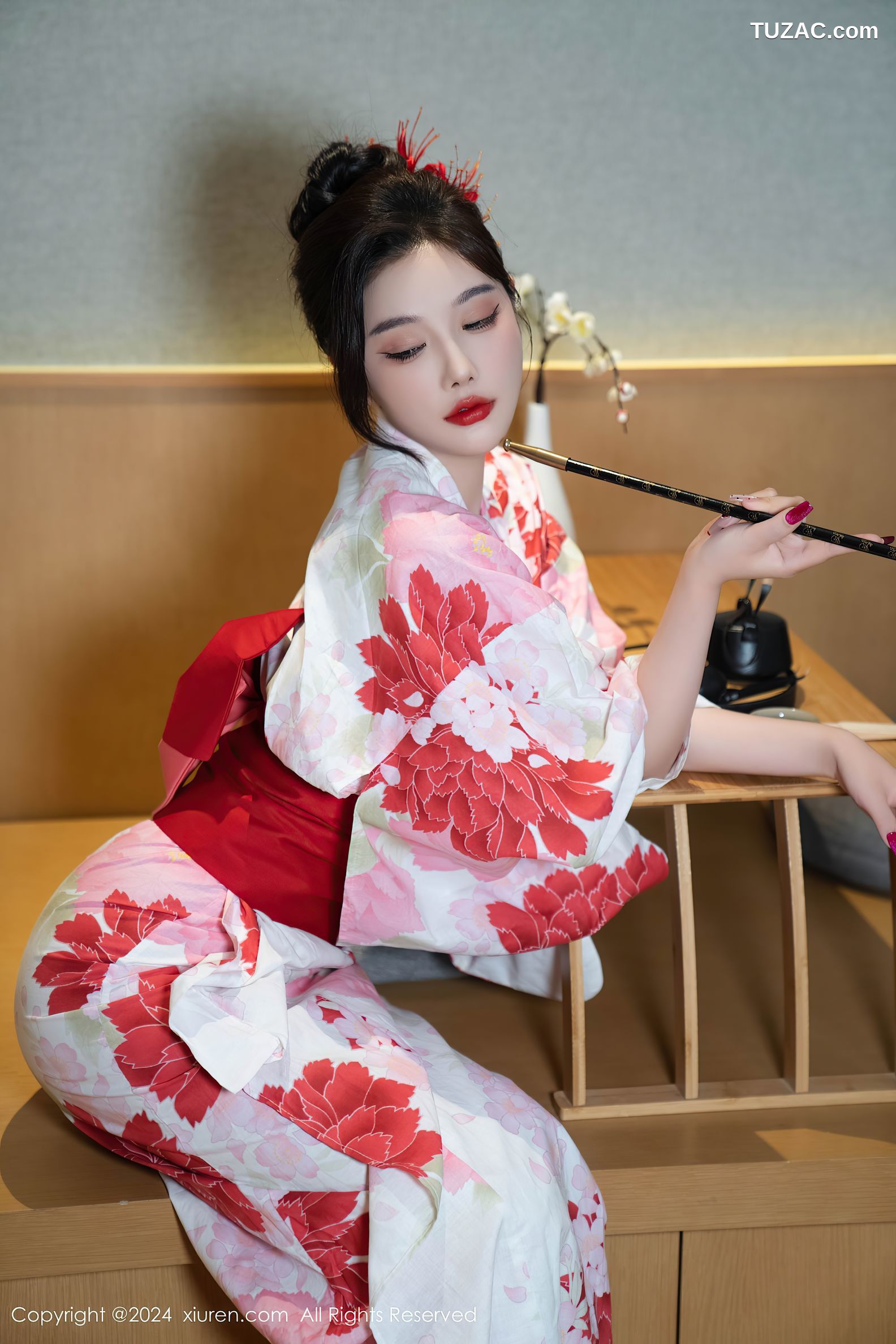 XiuRen秀人网-9208-杨晨晨Yome-红花和服红色情趣内衣-2024.09.25