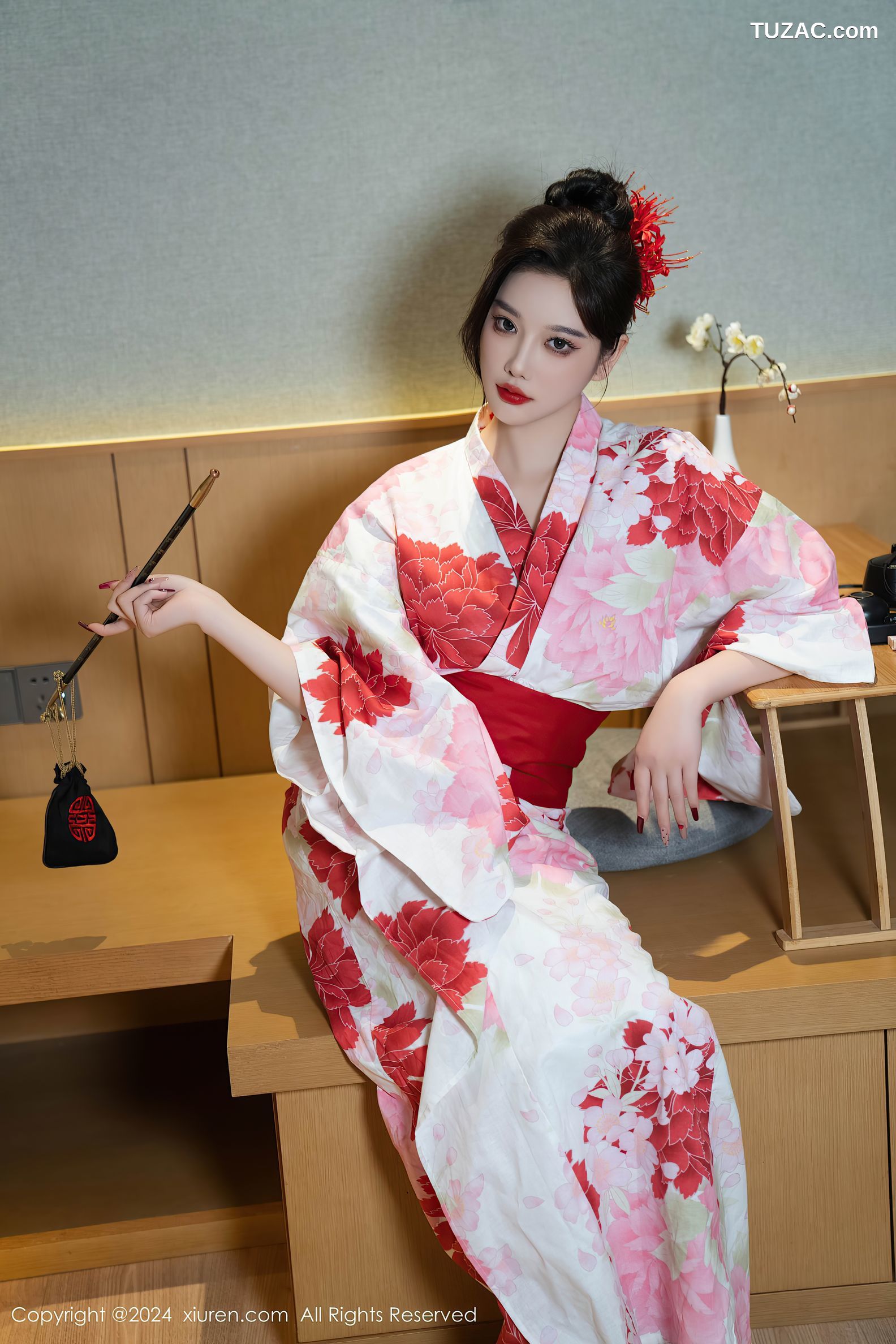 XiuRen秀人网-9208-杨晨晨Yome-红花和服红色情趣内衣-2024.09.25
