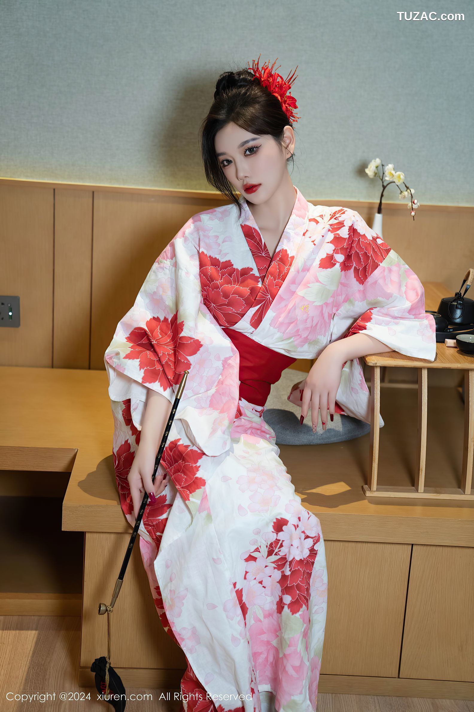 XiuRen秀人网-9208-杨晨晨Yome-红花和服红色情趣内衣-2024.09.25
