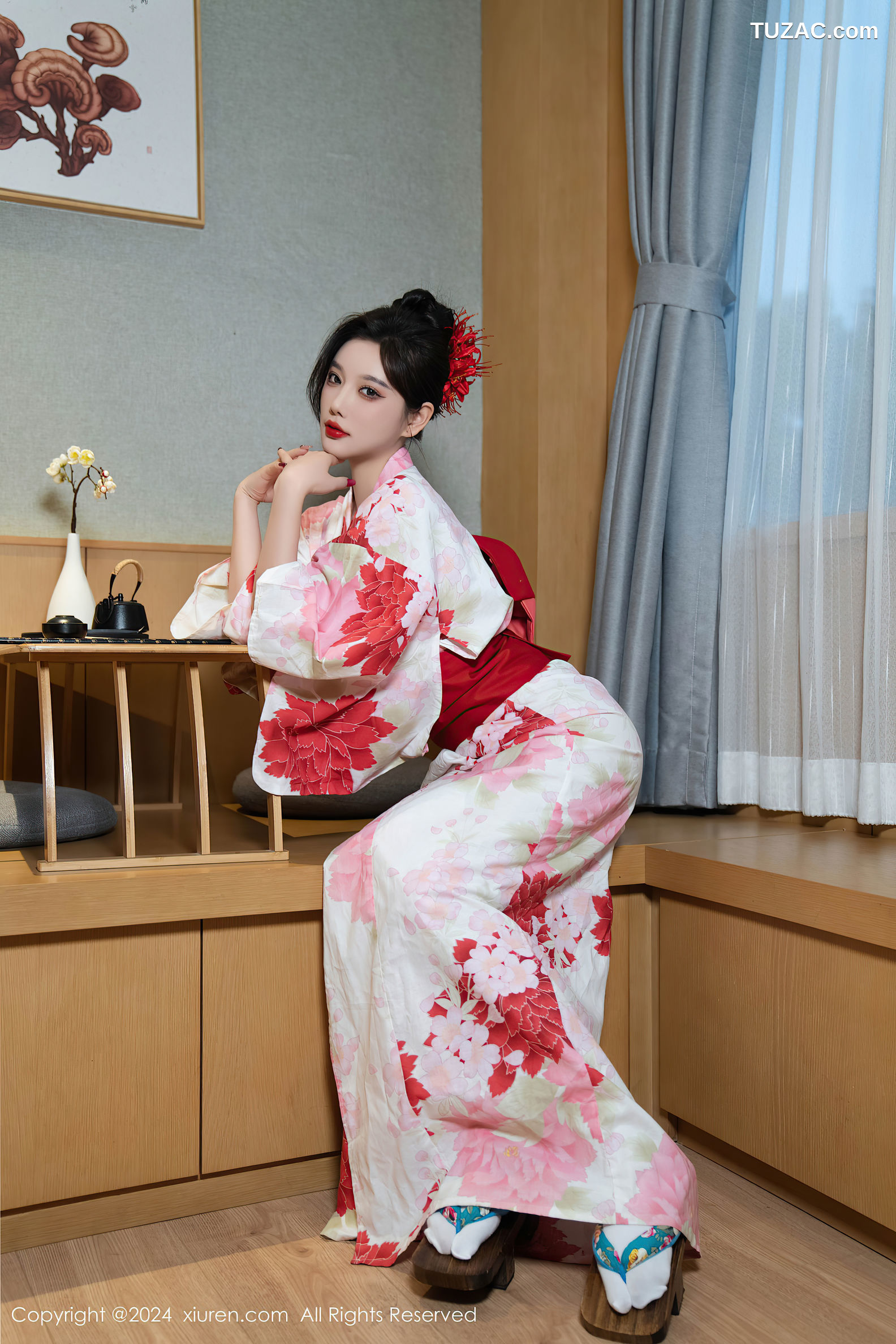 XiuRen秀人网-9208-杨晨晨Yome-红花和服红色情趣内衣-2024.09.25