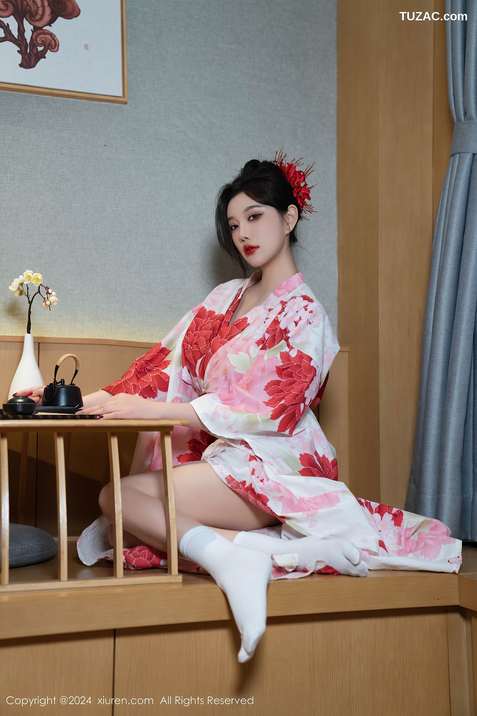 XiuRen秀人网-9208-杨晨晨Yome-红花和服红色情趣内衣-2024.09.25