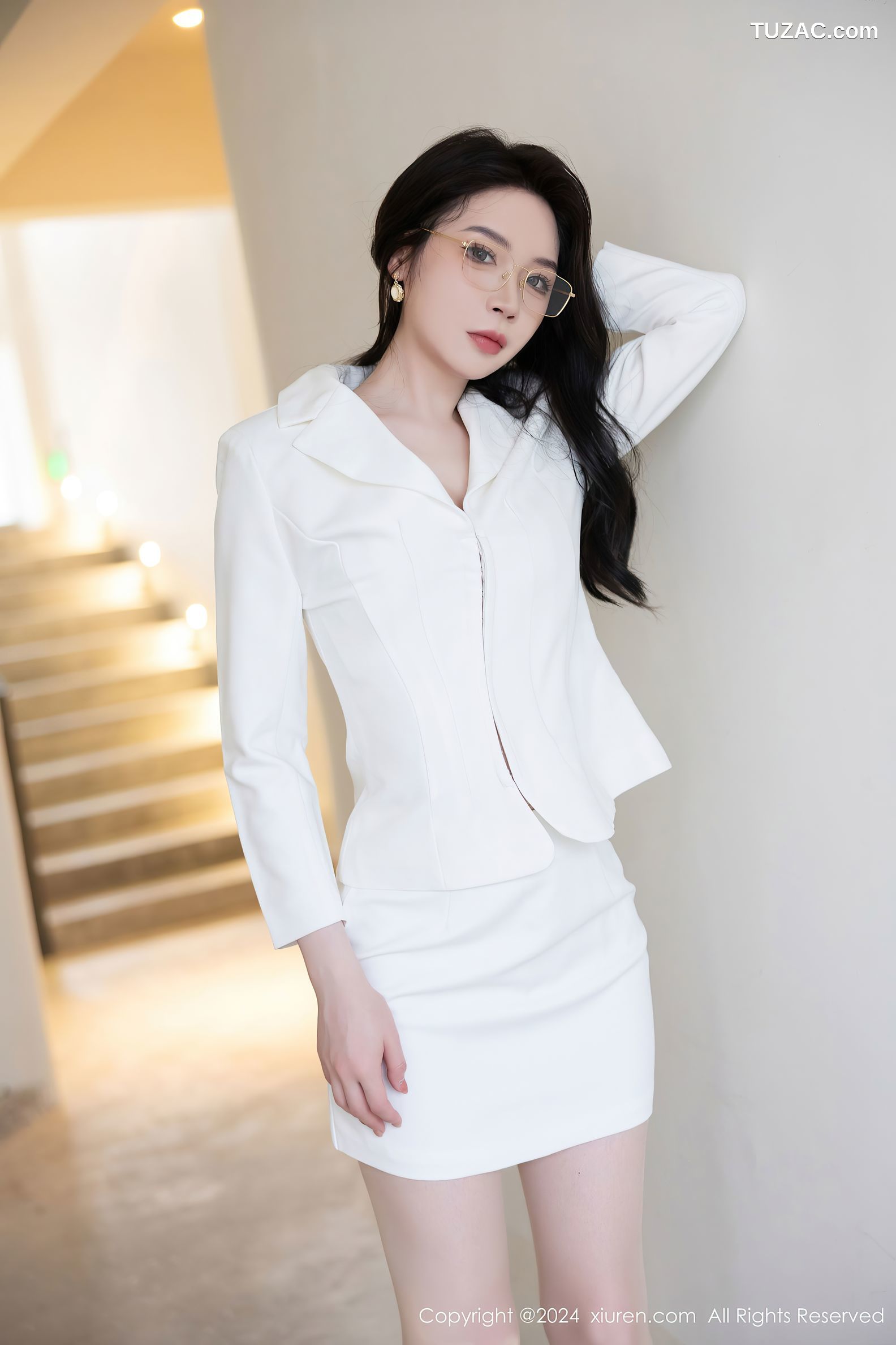 XiuRen秀人网-9222-梦心玥-OL白色裙装白蕾丝内衣-2024.09.27