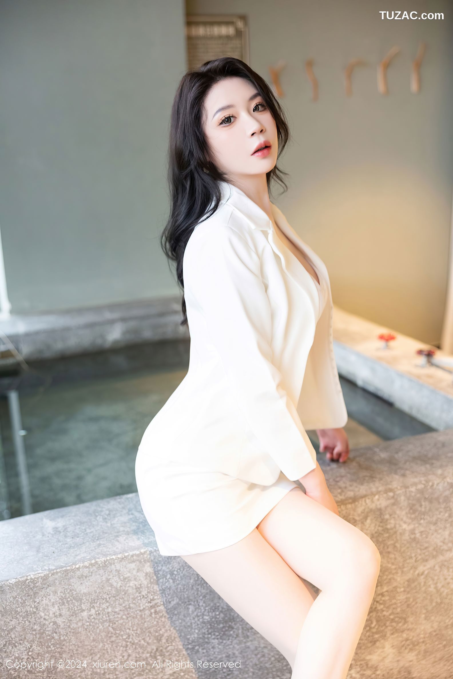 XiuRen秀人网-9222-梦心玥-OL白色裙装白蕾丝内衣-2024.09.27