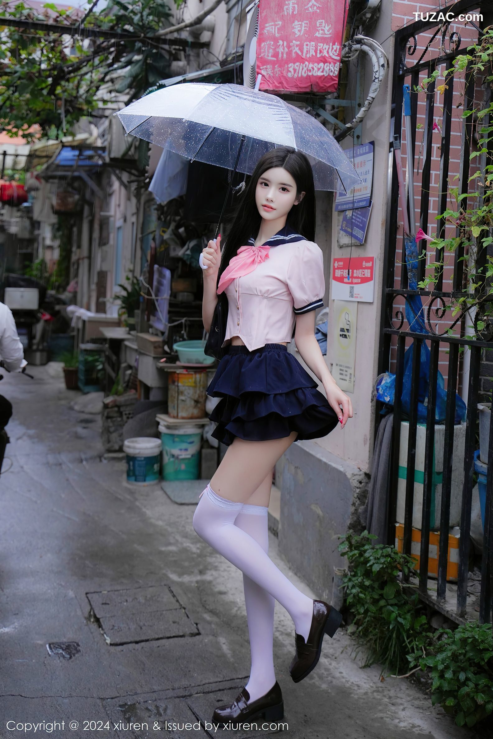 XiuRen秀人网-9224-Erikaki-淡粉JK制服深蓝短裙白色内衣爆乳-2024.09.27