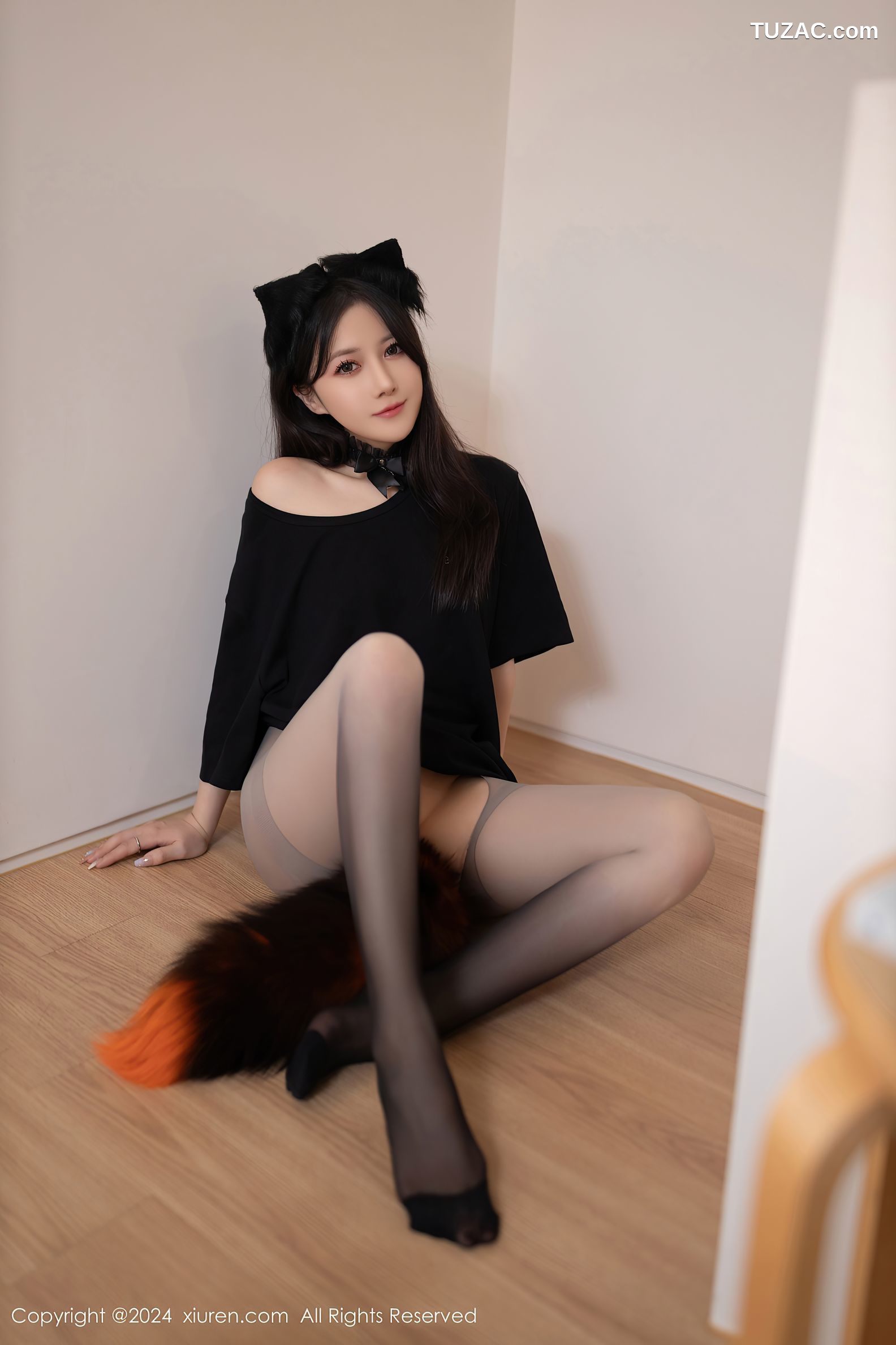 XiuRen秀人网-9314-鱼子酱Fish-黑衣小野猫乳贴爆乳-2024.10.18