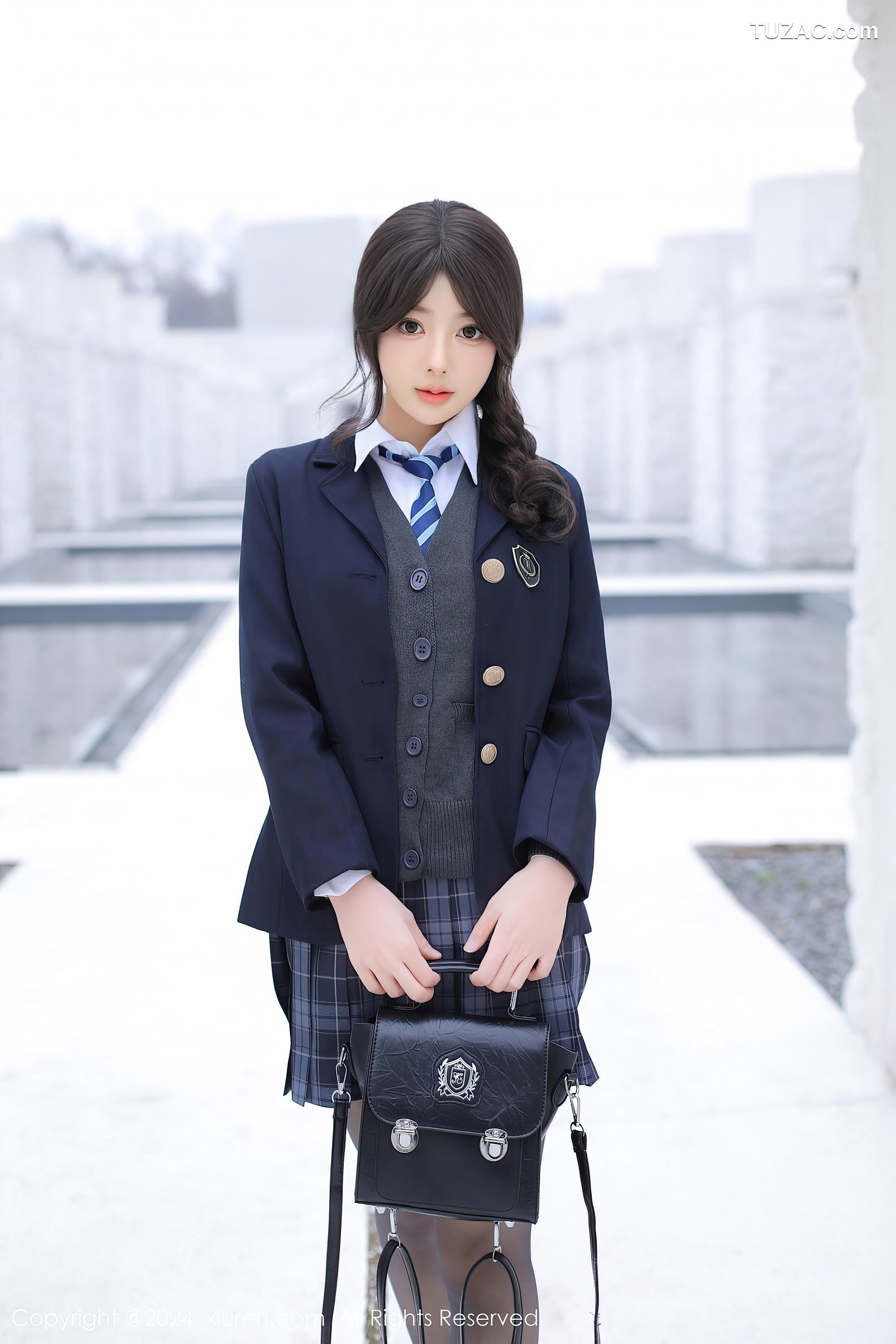 XiuRen秀人网-9693-桃妖夭-清纯学妹jk制服白衬衫格子短裙白色内衣-2024.12.31