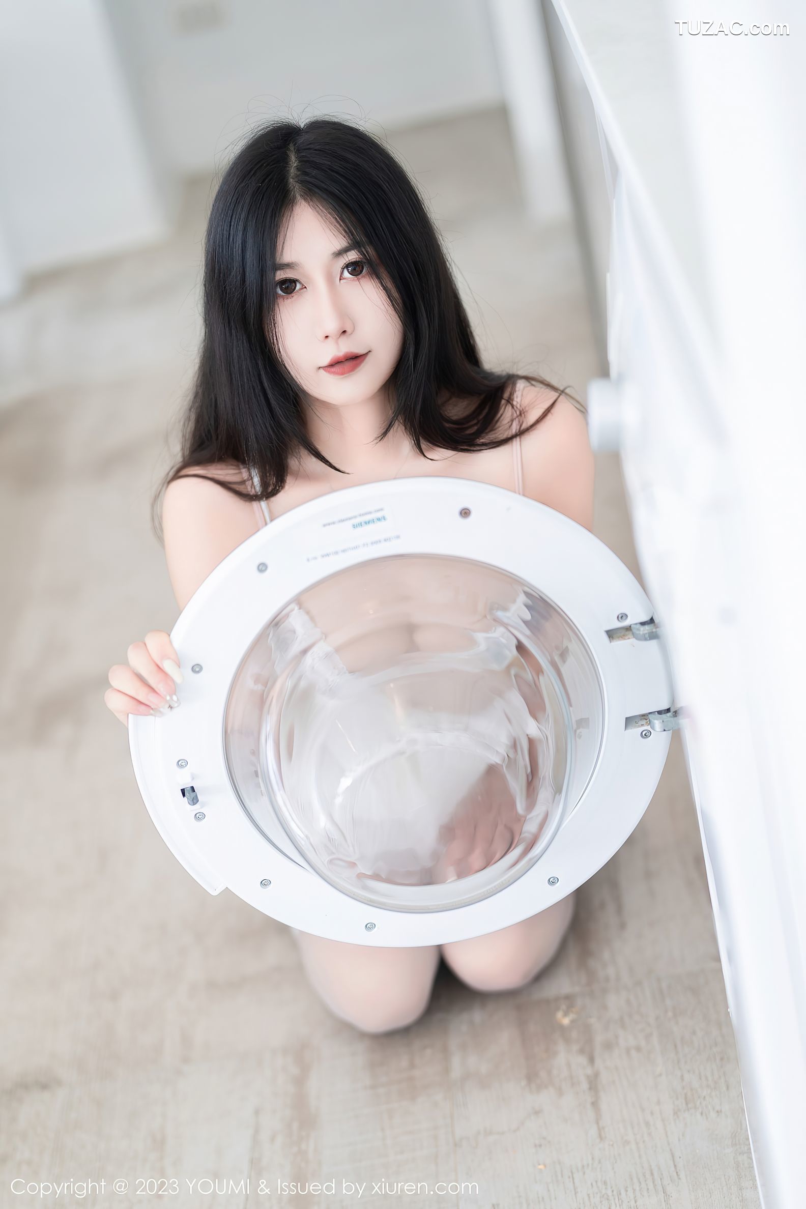 YouMi尤蜜荟-959-Laura阿姣-白色轻透网纱套装白色蕾丝内衣-2023.07.04
