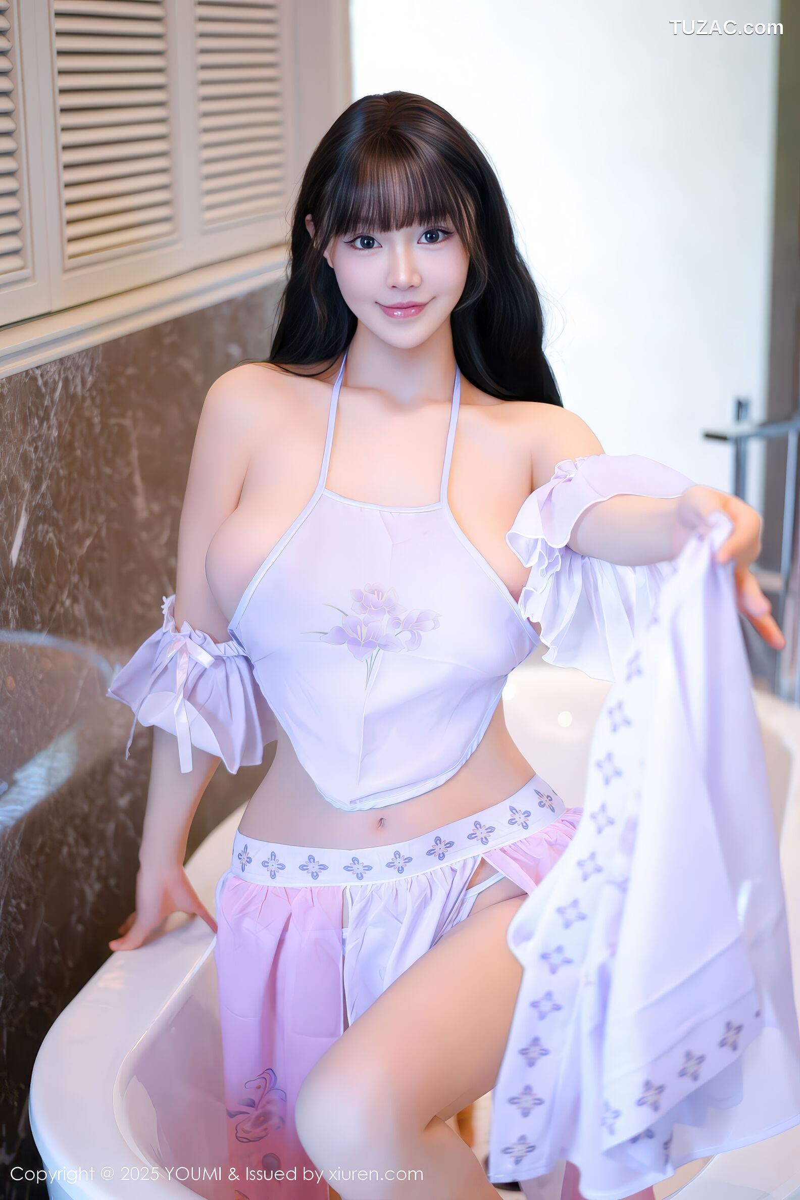 YouMi尤蜜荟-1180-朱可儿-古风淡紫罩衫纱裙淡紫肚兜浴缸场景-2025.11.14