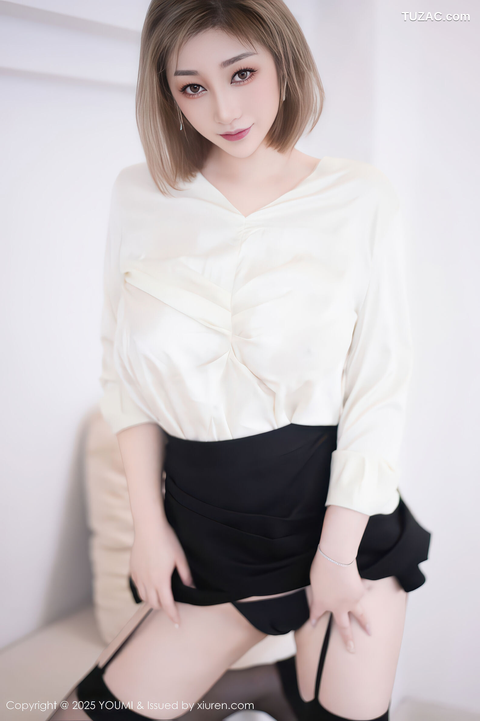 YouMi尤蜜荟-1195-妲己_Toxic-OL白衬衫黑色短裙吊带袜黑丝-2025.12.31